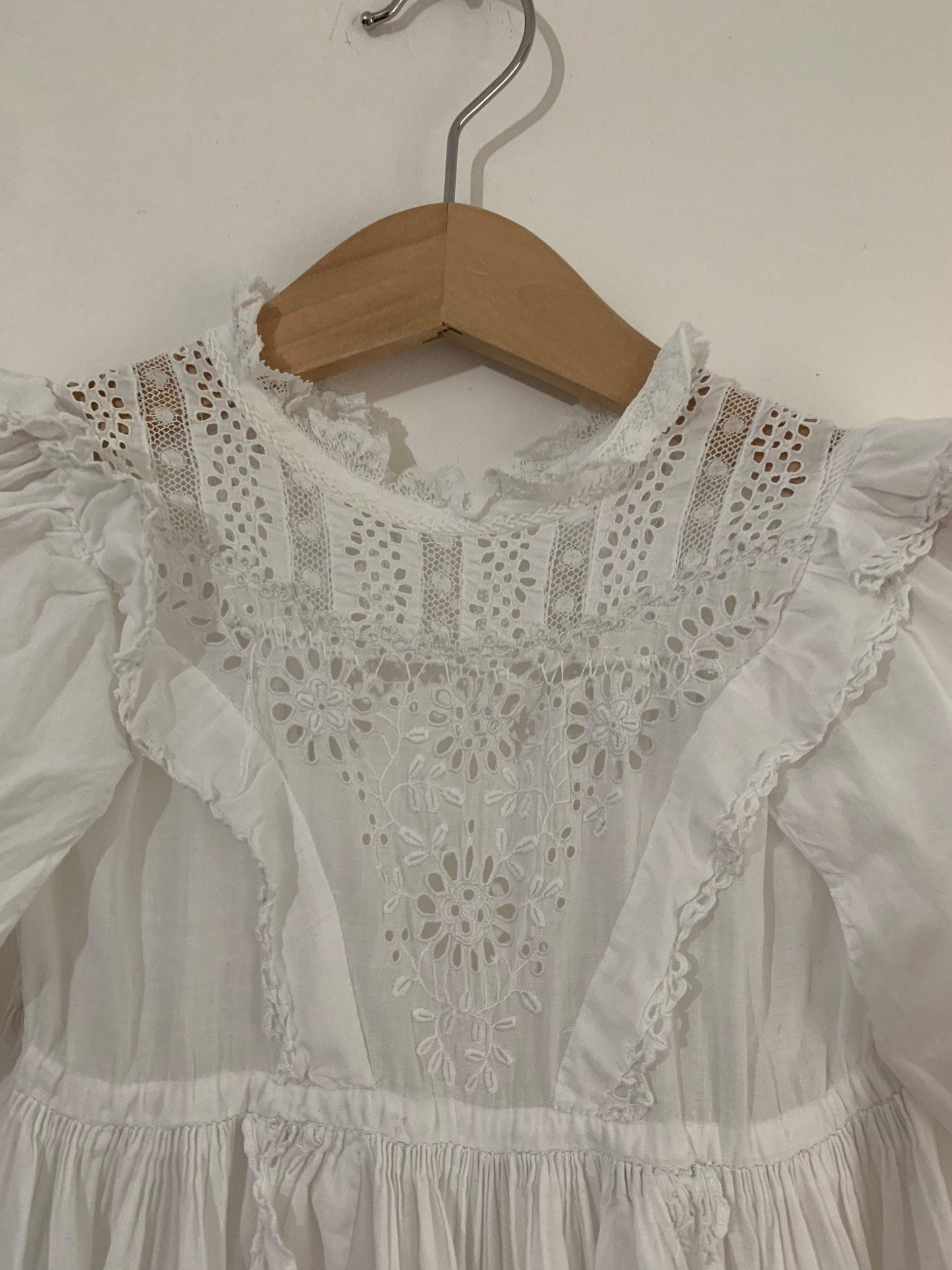 Pretty Vintage - Hand Curated Vintage Antique Christening Gown, 19th Century Christening Gown, Heirloom Broiderie Anglais Christening Gown, Antique Dress, White Dolls Dress