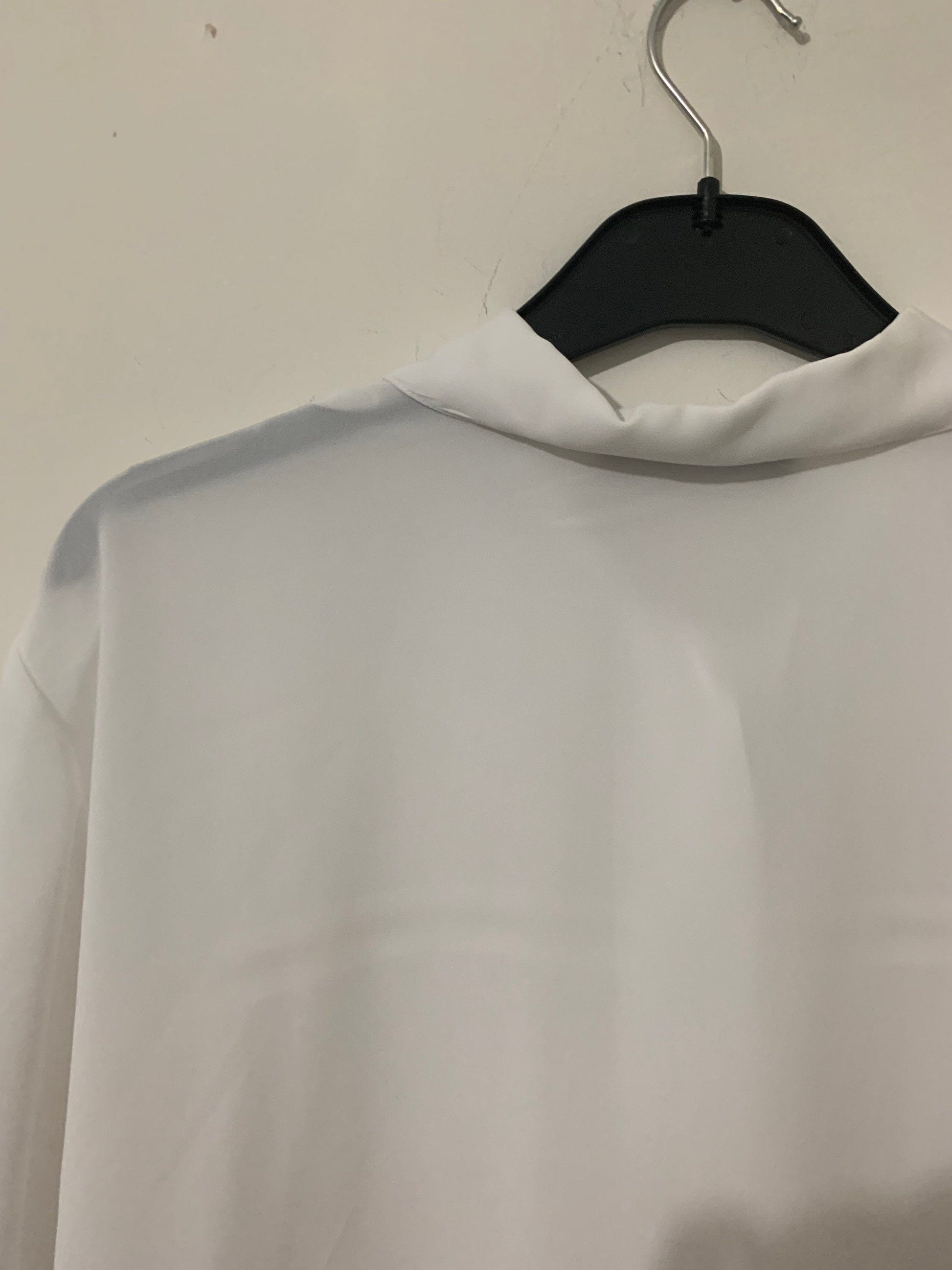 White Vintage Blouse Jacques Vert Button Through Boxy long Sleeves Shirt - Size 14