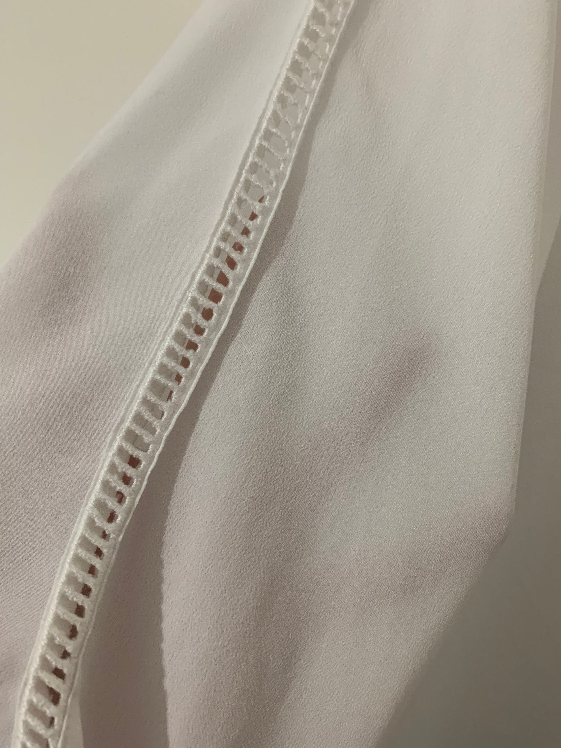 White Vintage Blouse Jacques Vert Button Through Boxy long Sleeves Shirt - Size 14