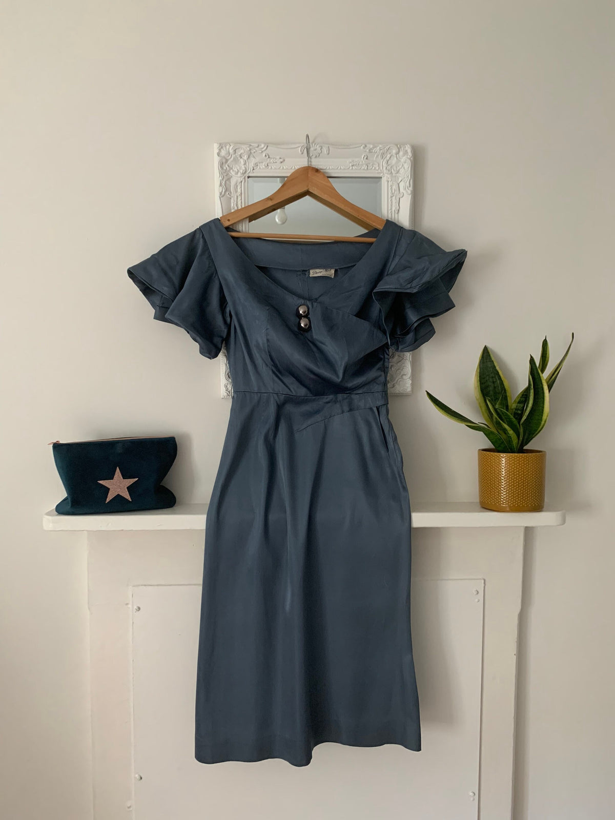 Vintage 40s Dress, 1940s Satin Dress, Petrol Blue Dress, Divine Miss, New York, vintage dress, vintage 50s dress, vintage clothing, vintage