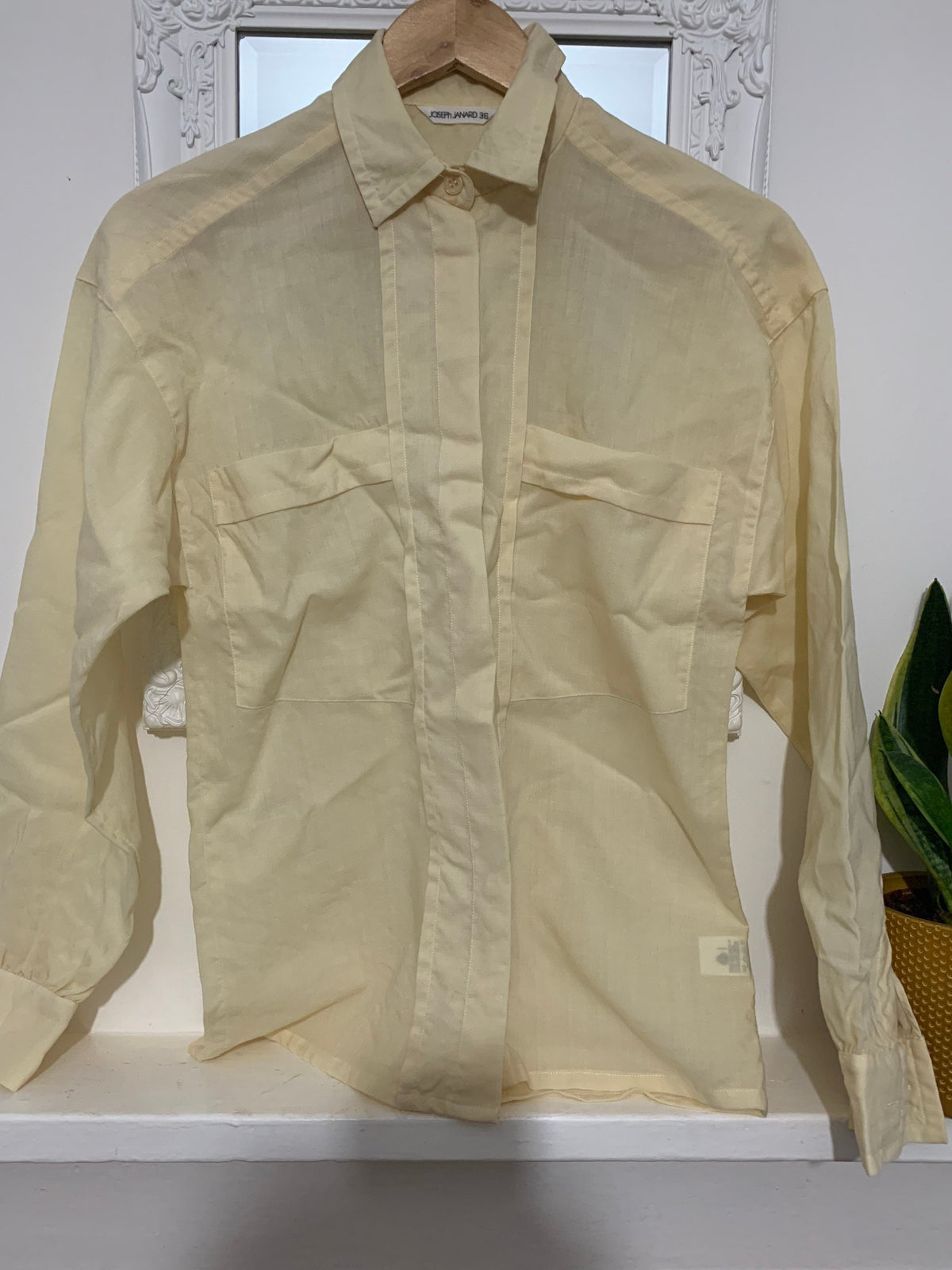 Yellow Joseph Janard Linen Blouse - Long Sleeve - Pale Yellow Oversize Blouse - 80s