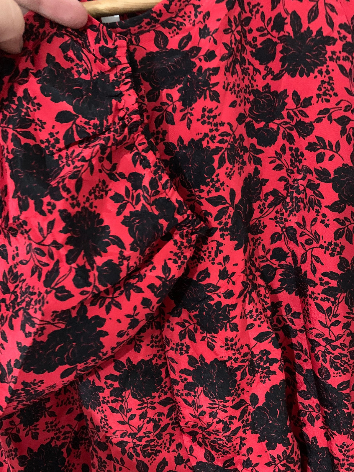 Vintage red dress, 1980s red & black dress vintage, Day Dress, floral pattern dress Rare Plus Size eu 42 size 16 red voluptuous vintage dres