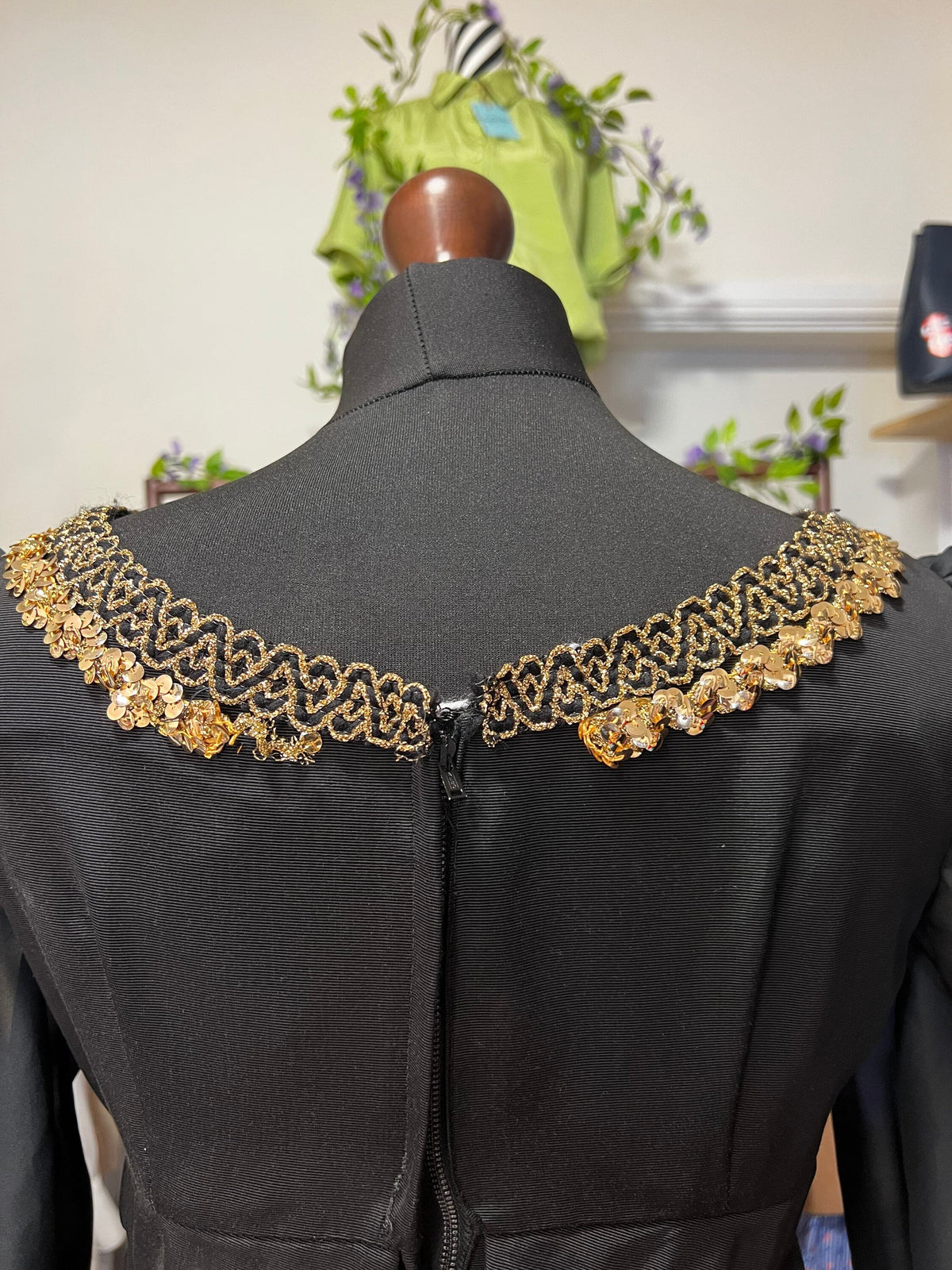 Vintage Dress, 1950s Black Dress Carnegie Model - it’s a symphony Black and Gold Little Black Dress, vintage black gold dress, vintage dres
