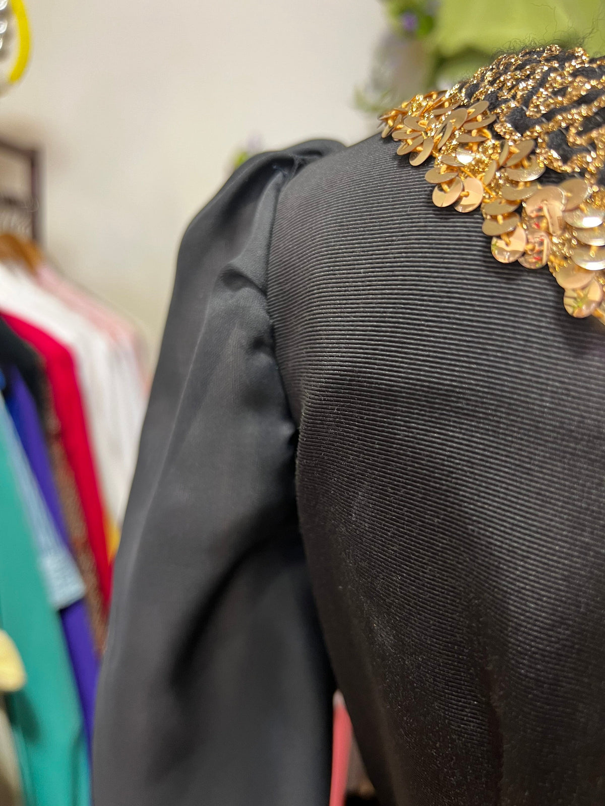 Vintage Dress, 1950s Black Dress Carnegie Model - it’s a symphony Black and Gold Little Black Dress, vintage black gold dress, vintage dres