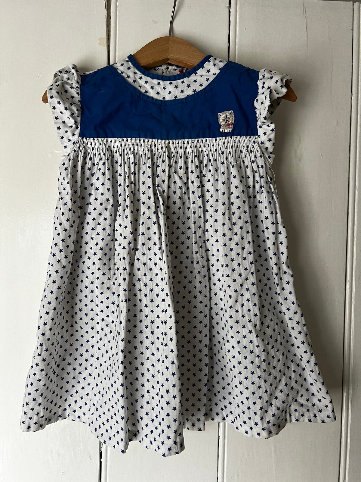 Vintage Girls Dress - Blue Star Patter Dress Baby Dress 2-3 years, vintage baby dress, vintage dress, vintage toddler clothing, vintage girl
