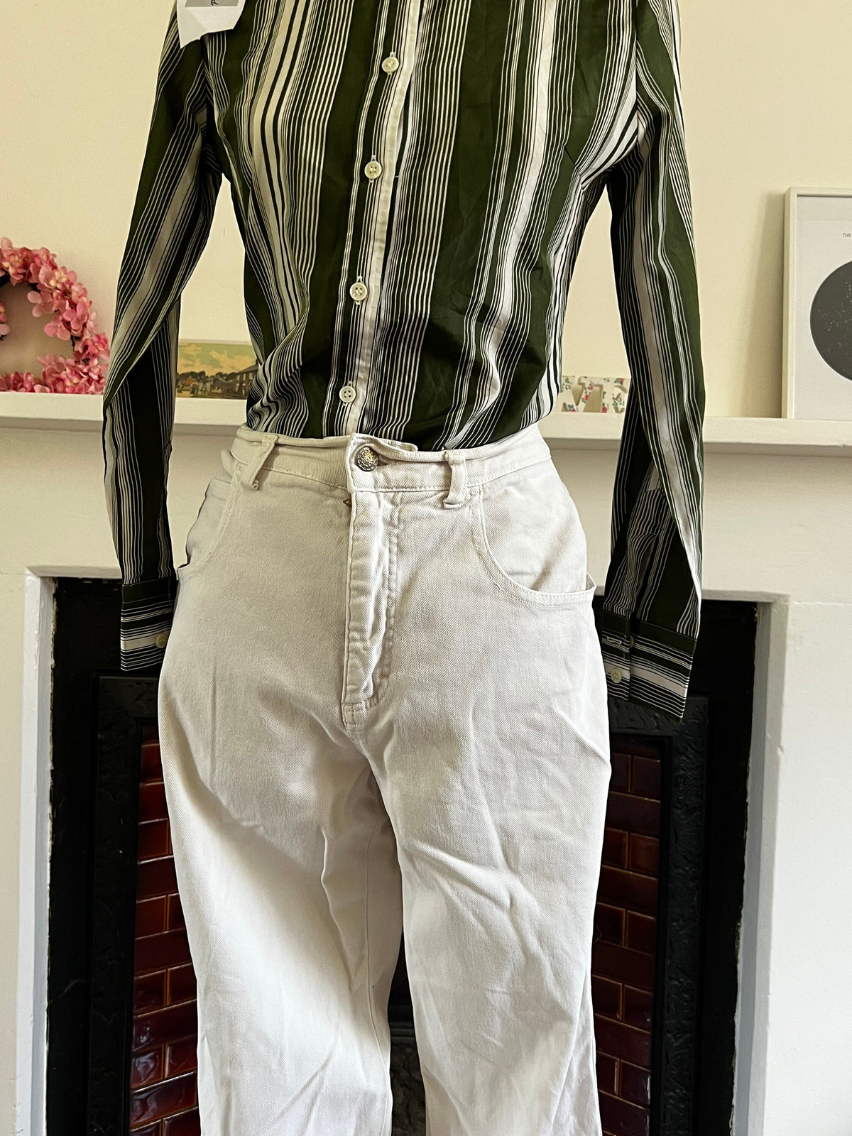 Vintage off White Giorgio 90s Jeans - White Jeans W32” L30” UK12