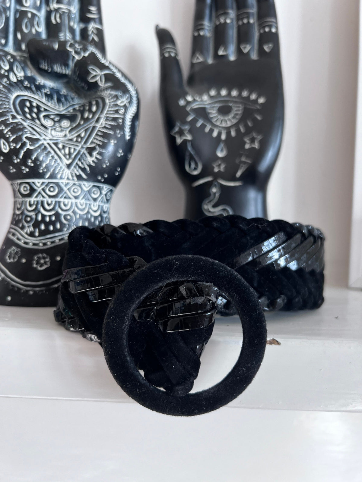 Vintage belt, 90s Black Braided Woven wide Belt - dual Coloured Woven 1990s black 94cm 37”, vintage belt, vintage clothing, vintage accessor