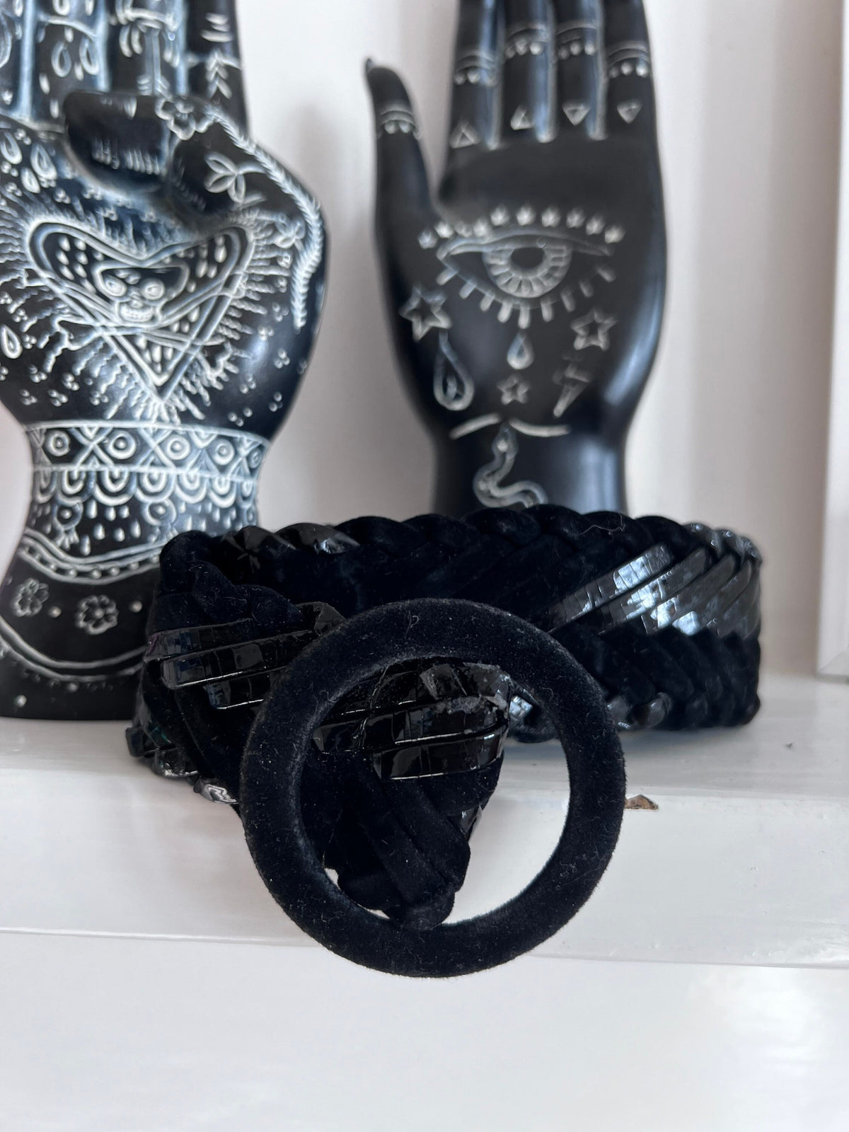 Vintage belt, 90s Black Braided Woven wide Belt - dual Coloured Woven 1990s black 94cm 37”, vintage belt, vintage clothing, vintage accessor