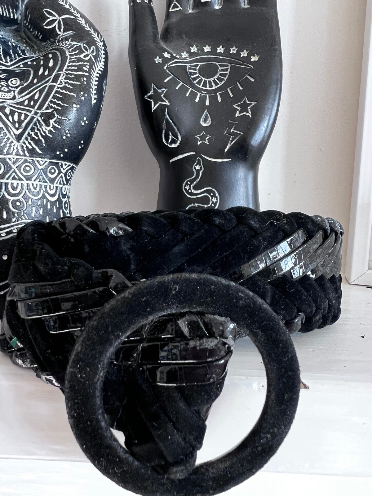 Vintage belt, 90s Black Braided Woven wide Belt - dual Coloured Woven 1990s black 94cm 37”, vintage belt, vintage clothing, vintage accessor