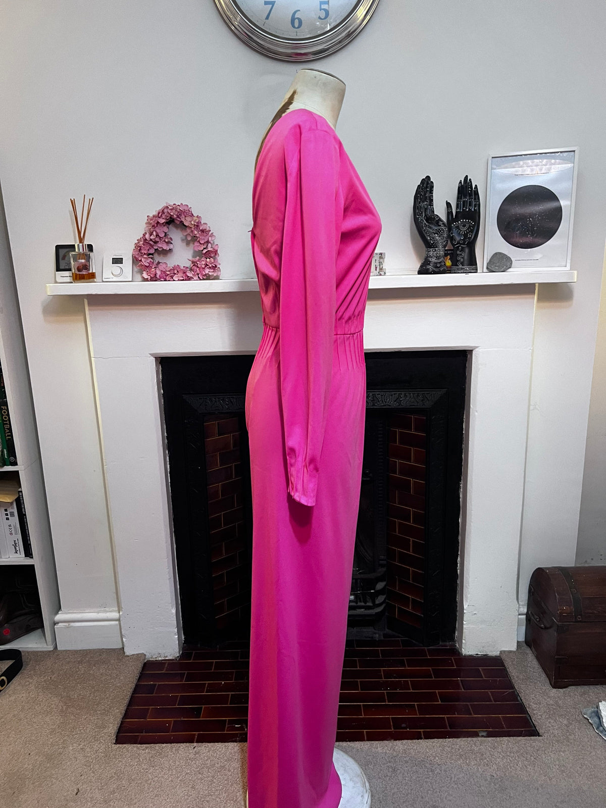 Vintage Dress Pink Maxi Dress seen V neck - Fabulous Condition - Jean Allen 1960s, vintage maxi dress, vintage dress, vintage Jean dress