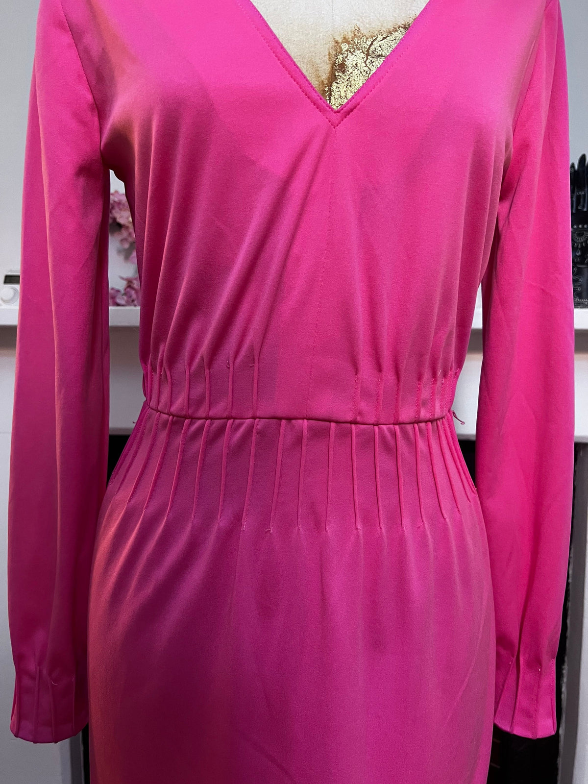 Vintage Dress Pink Maxi Dress seen V neck - Fabulous Condition - Jean Allen 1960s, vintage maxi dress, vintage dress, vintage Jean dress