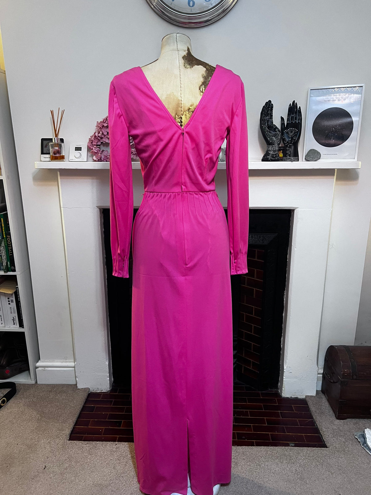 Vintage Dress Pink Maxi Dress seen V neck - Fabulous Condition - Jean Allen 1960s, vintage maxi dress, vintage dress, vintage Jean dress