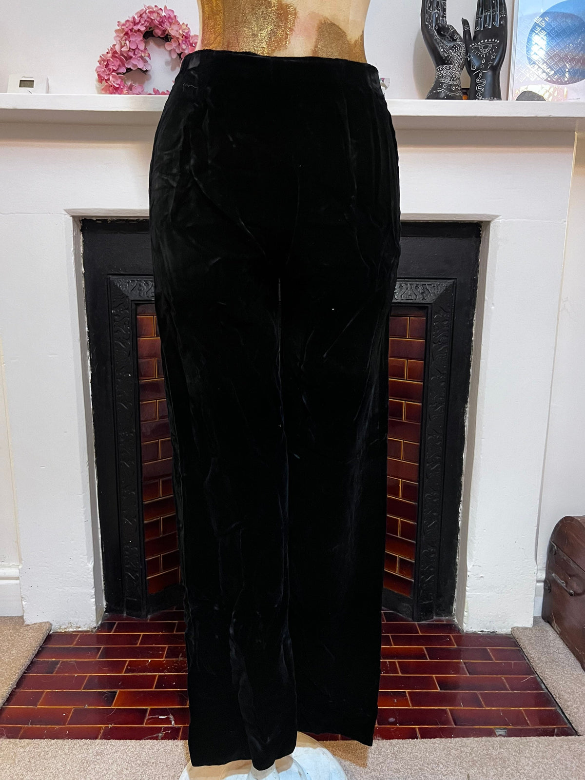 Vintage Tunic & Trousers Jean Varon Black Gold Gold Brocade Velvet Dress and Velvet Trousers 34 UK 8, black gold dress, little black dress,