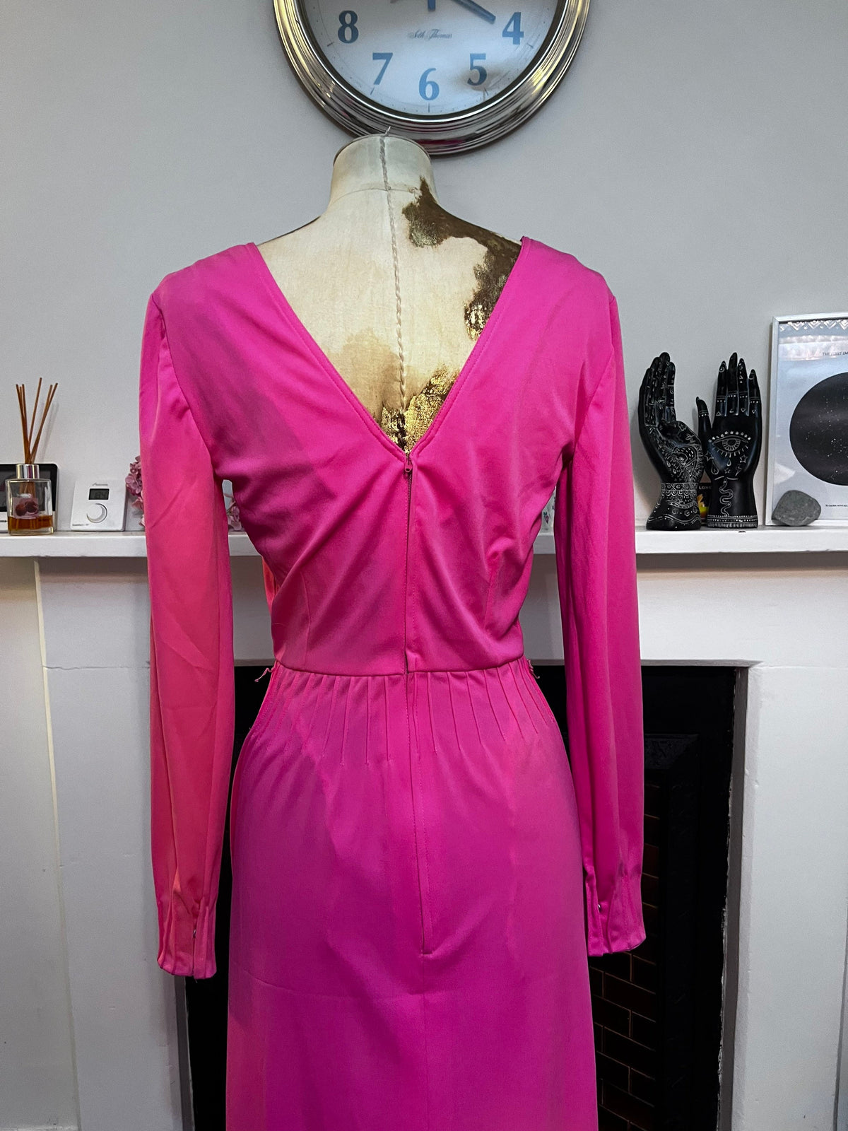 Vintage Dress Pink Maxi Dress seen V neck - Fabulous Condition - Jean Allen 1960s, vintage maxi dress, vintage dress, vintage Jean dress