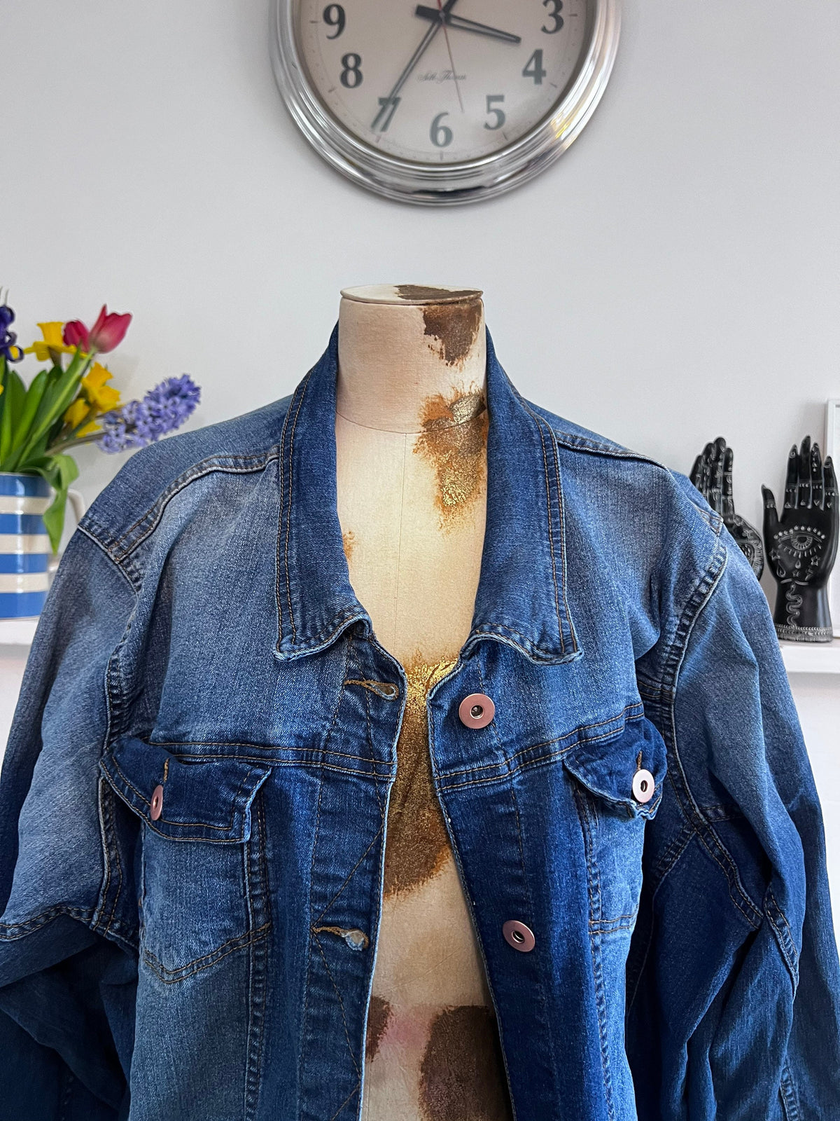 Vintage 80s 90s Oversized Stonewash Denim Jacket | Longline Jean Jacket (54" Bust)