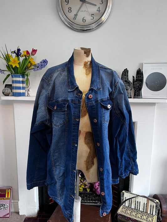 Vintage blue denim jacket 80’s 90’s denim jacket - Vintage denim Jacket Blue Stonewashed Denim - oversized UK22-24