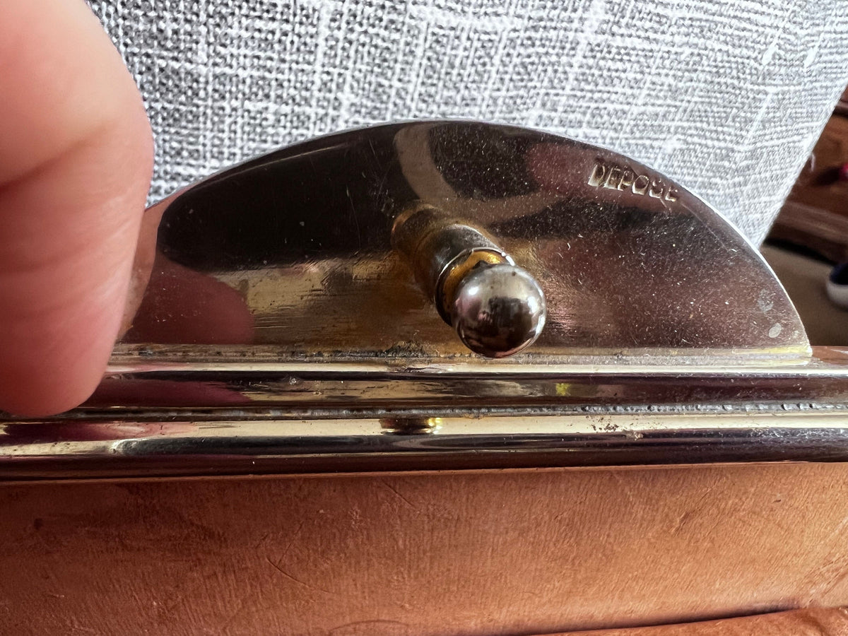 1930s/40s Art Deco Oxblood Leather Handbag – Déposé Metal Clasp Vintage Frame Bag