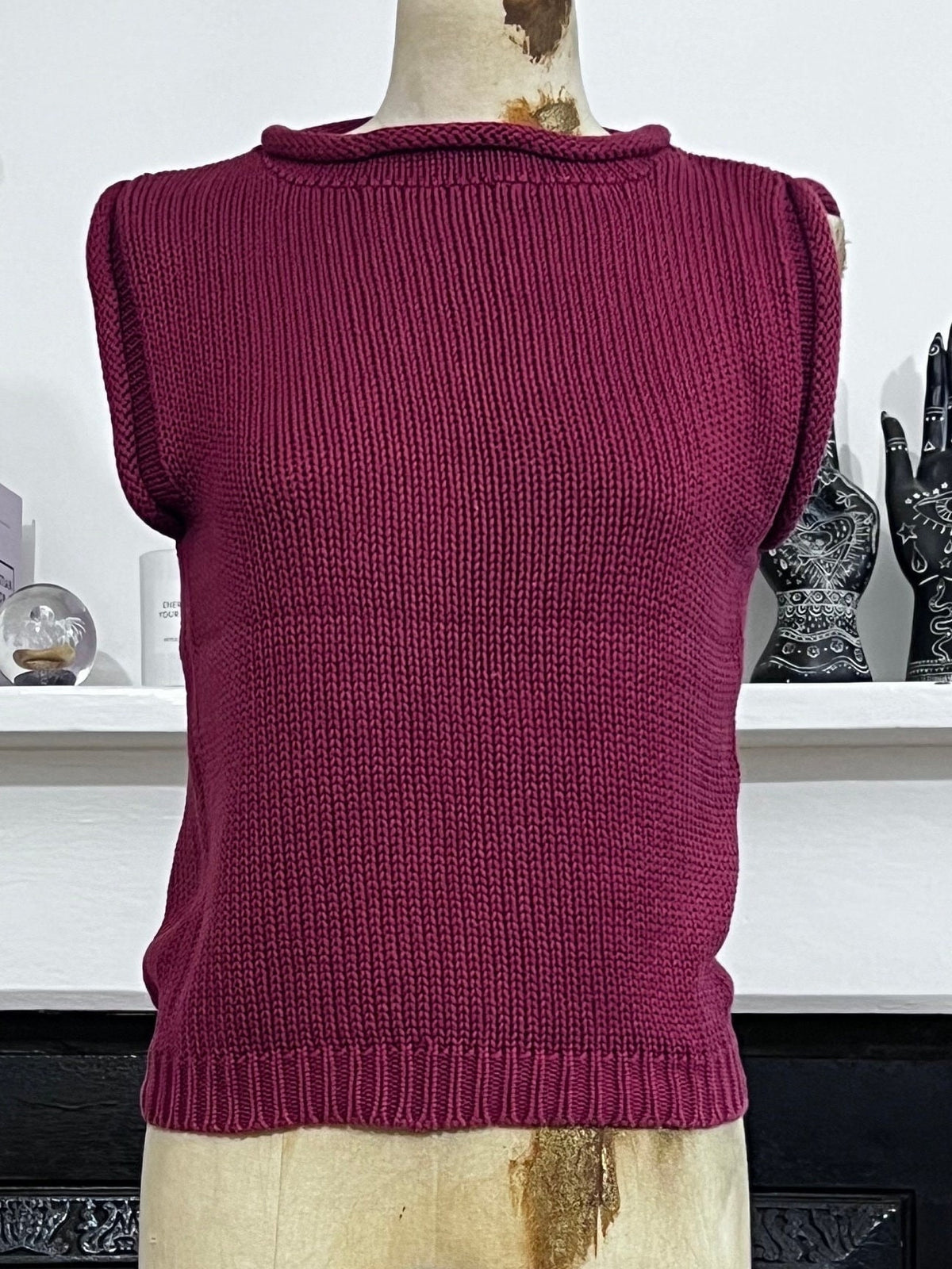 Vintage Tank Top Sleeveless Jumper burgandy Ladies sleeveless Knitwear Jumper, Vintage Miss Selfridge Sleeveless Jumper , vintage vest, 80s