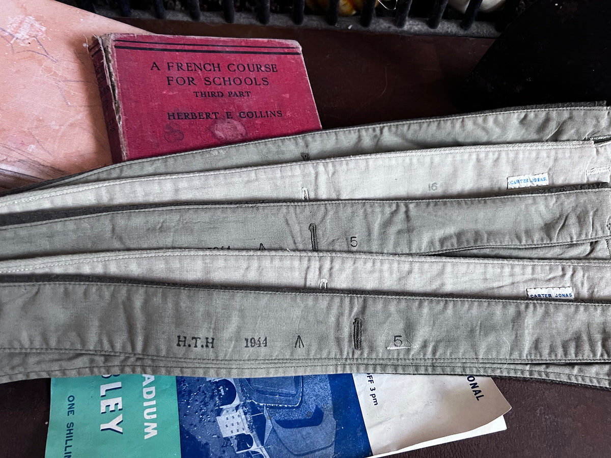 Vintage British Army Collars, mens vintage, 40s Mens WW2 Shirt Collars 1940s Khaki Collars detachable collars, HTH 1944 5 set of 5