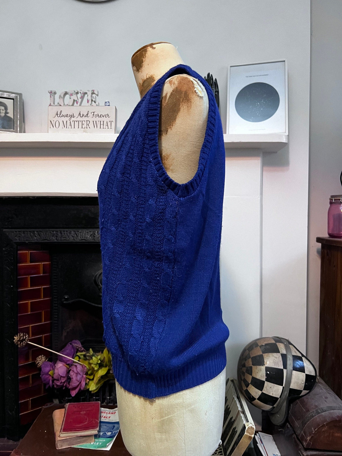 Vintage royal blue Cardigan sleeveless cardigan navy blue knit cardigan, vintage, knitwear, vintage vest, 70s cardigan Richard’s Shop Tank