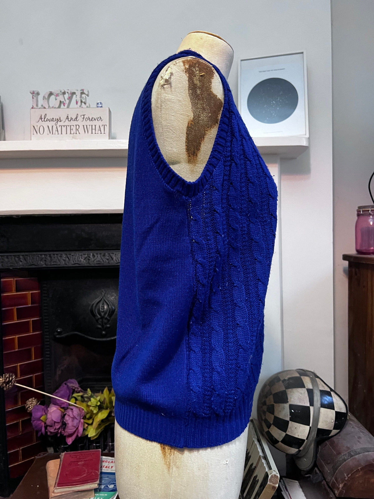 Vintage royal blue Cardigan sleeveless cardigan navy blue knit cardigan, vintage, knitwear, vintage vest, 70s cardigan Richard’s Shop Tank