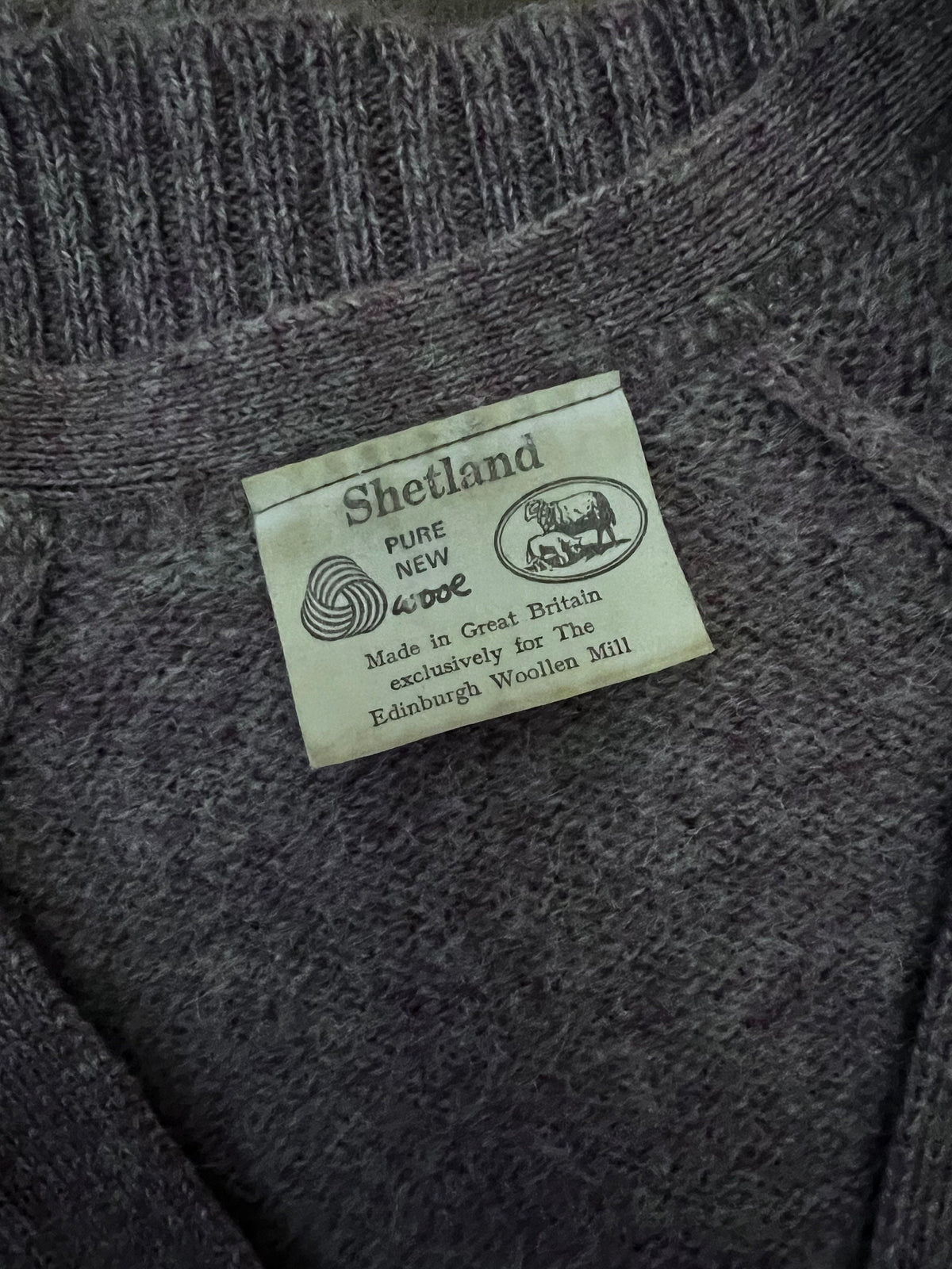 Vintage 1970s Shetland Wool Cardigan | Brown Beige 4 Ply British Knit | Women’s XS