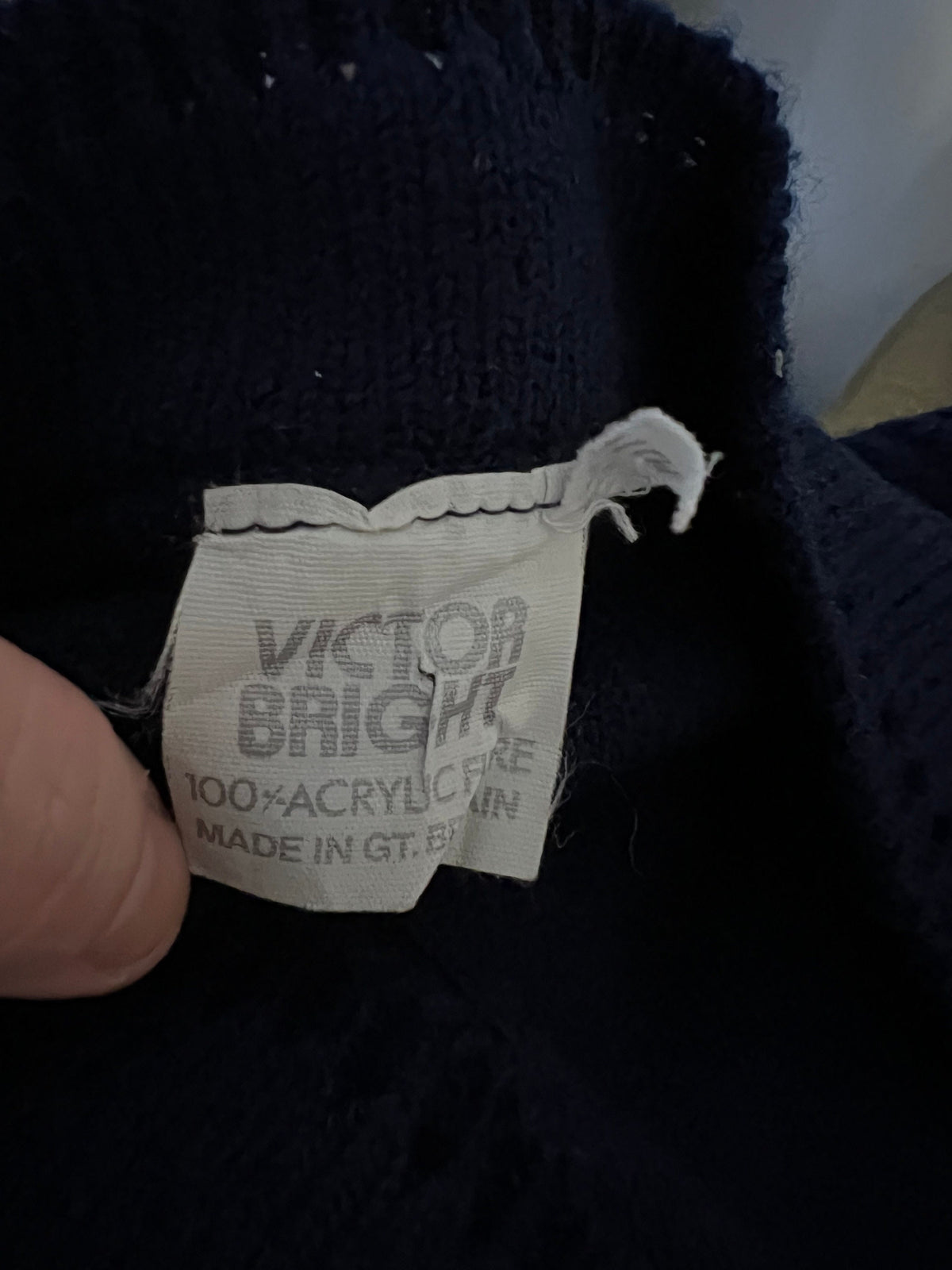 1970s Victor Bright Navy Knit Cardigan Vest | British Acrylic Waistcoat (UK 8-10)