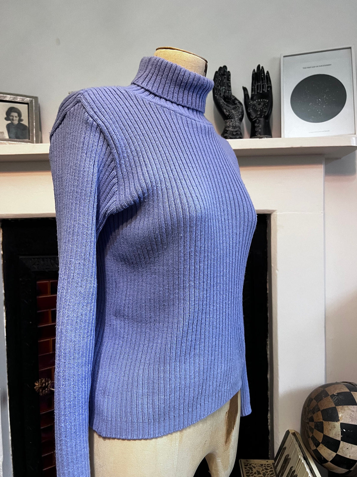 1980s Lilac Purple Ribbed Roll Neck Jumper | Clockhouse Knitwear