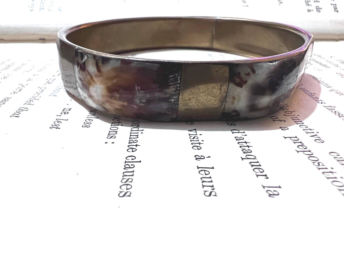 Vintage Brown Enamel Bangle: 1940s-50s Stacking Bracelet