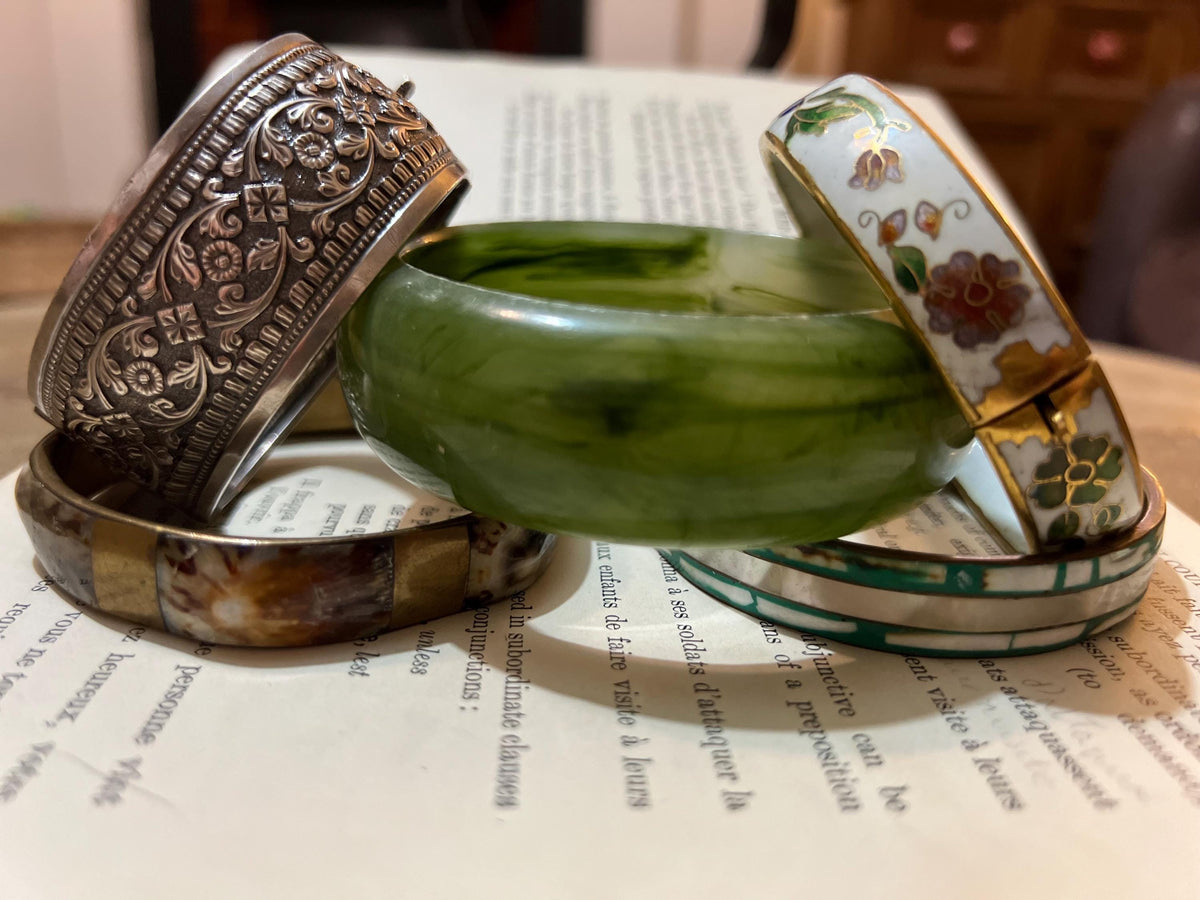 Vintage Brown Enamel Bangle: 1940s-50s Stacking Bracelet