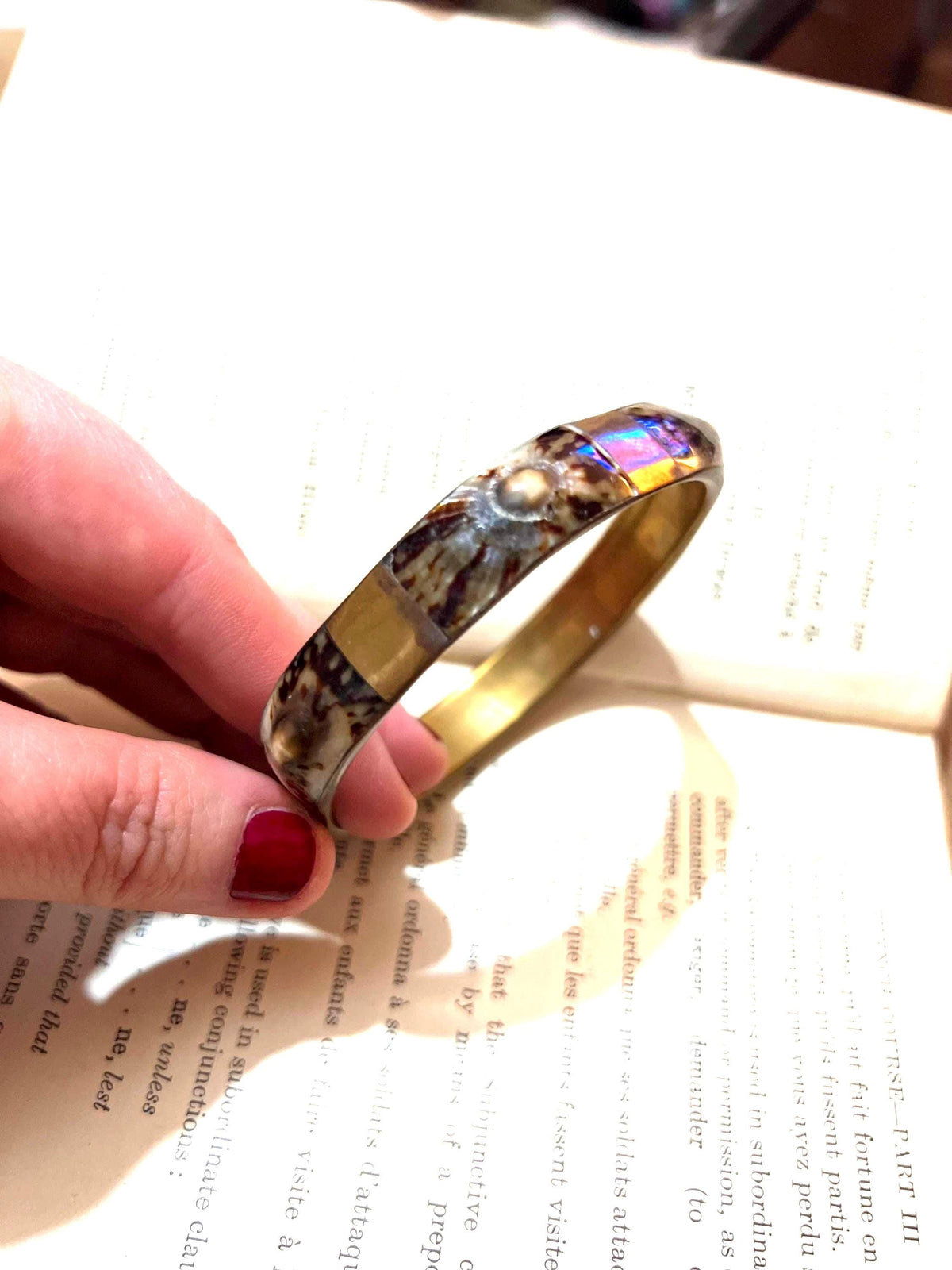 Vintage Brown Enamel Bangle: 1940s-50s Stacking Bracelet