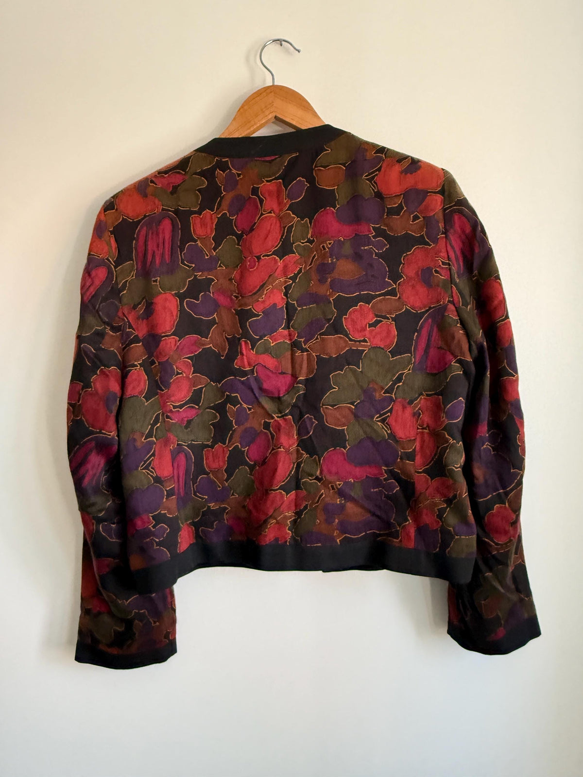 Vintage Alexon Painterly Floral Jacket | Designer Botanical Blazer, Berry Tones
