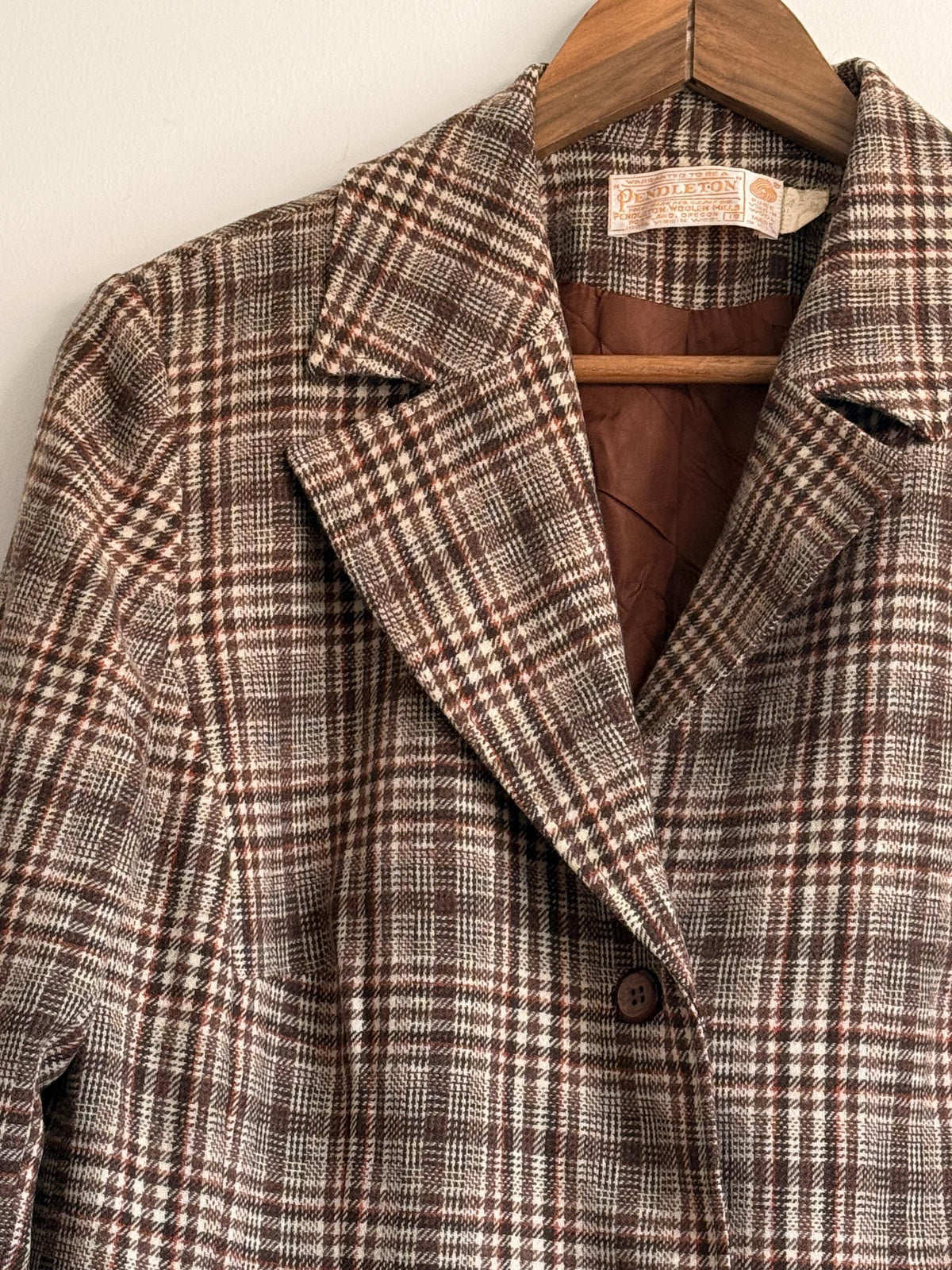 Vintage Pendleton Wool Blazer | Brown Plaid Jacket | Made in USA | Pendleton Virgin Wool Jacket | Country Heritage Blazer | UK 12-14