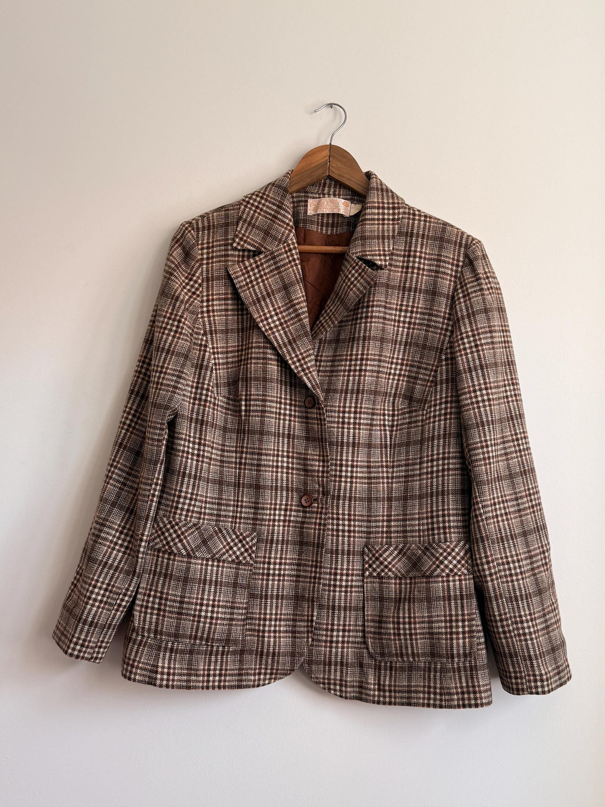 Vintage Pendleton Wool Blazer | Brown Plaid Jacket | Made in USA | Pendleton Virgin Wool Jacket | Country Heritage Blazer | UK 12-14