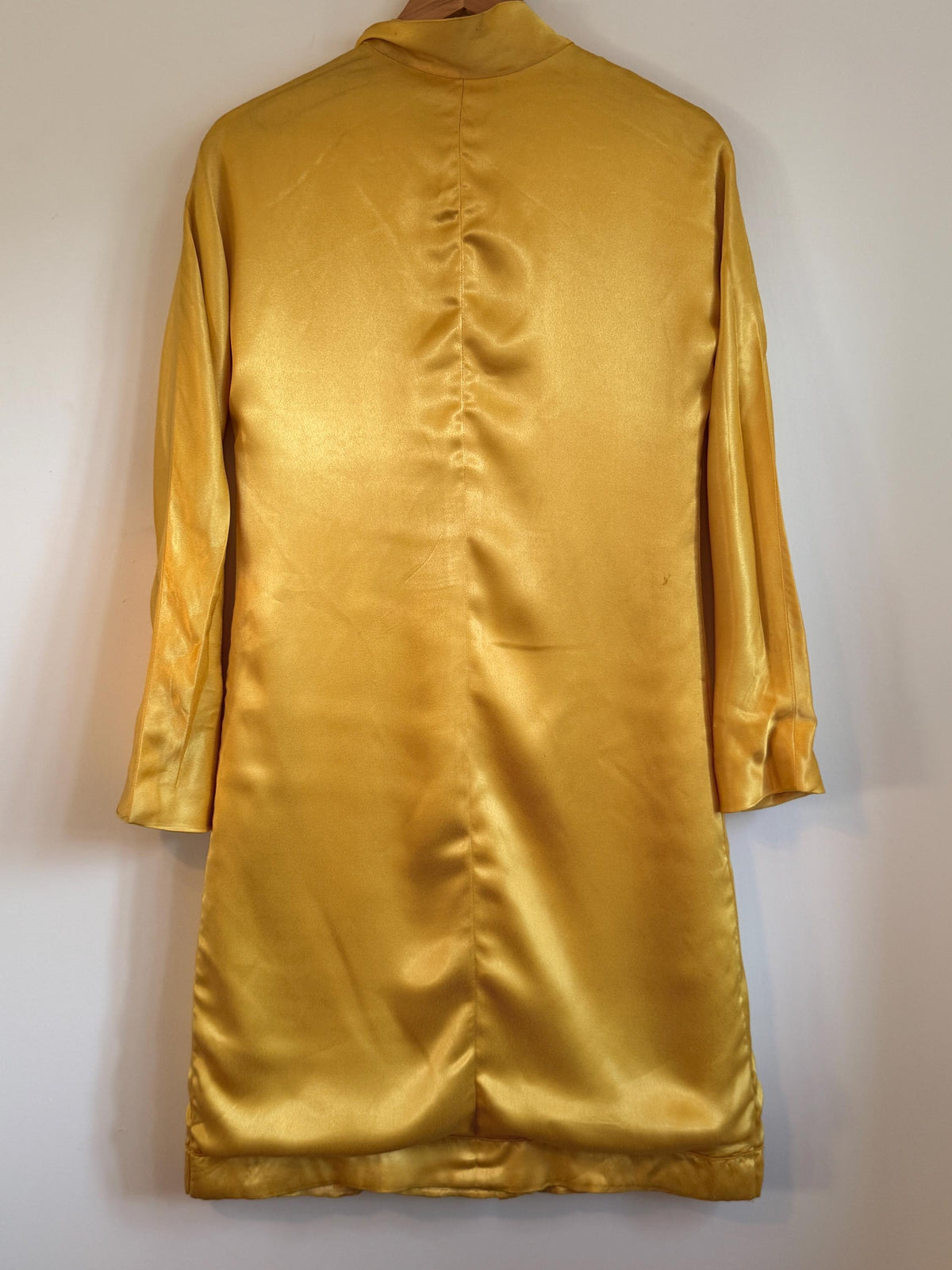 Vintage Oscar de la Renta Boutique Silk Dress Golden Satin Pussy Bow Cocktail Dress Designer Evening Dress Luxury Vintage Occasion Dress
