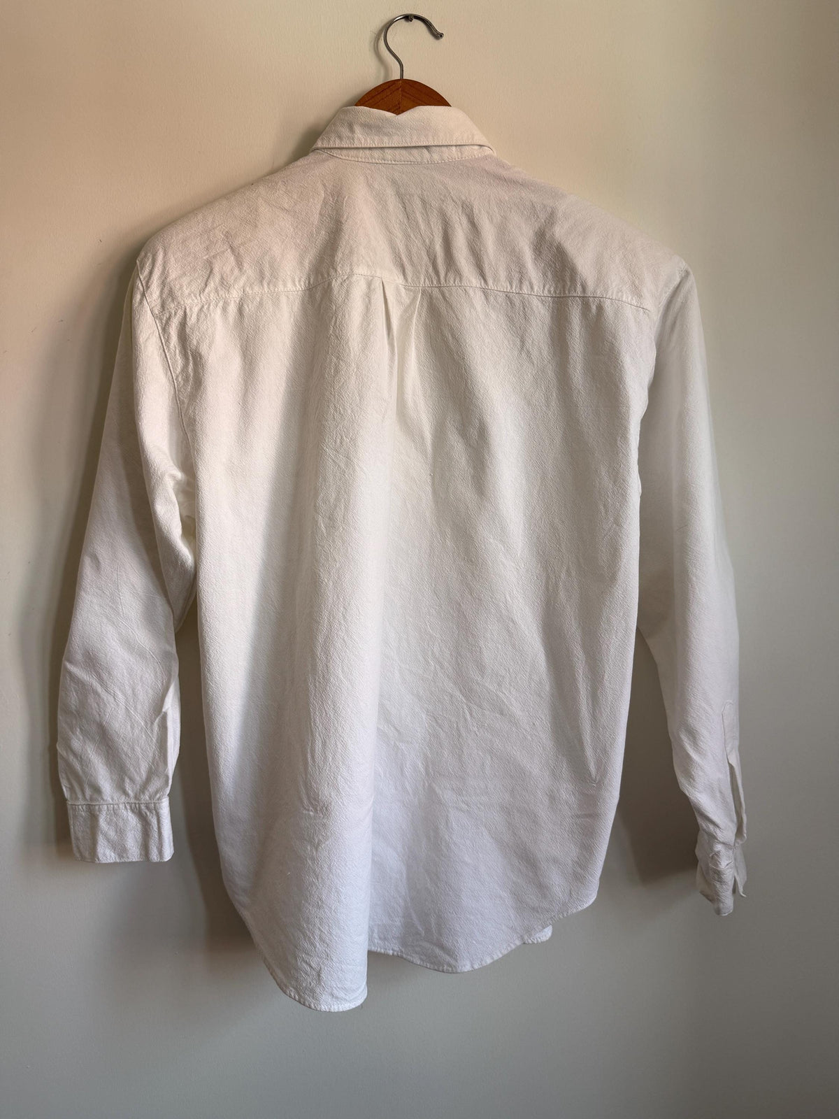 Jane Ashley White Cotton Shirt | Pearl Beaded Floral Embroidery Blouse Size M