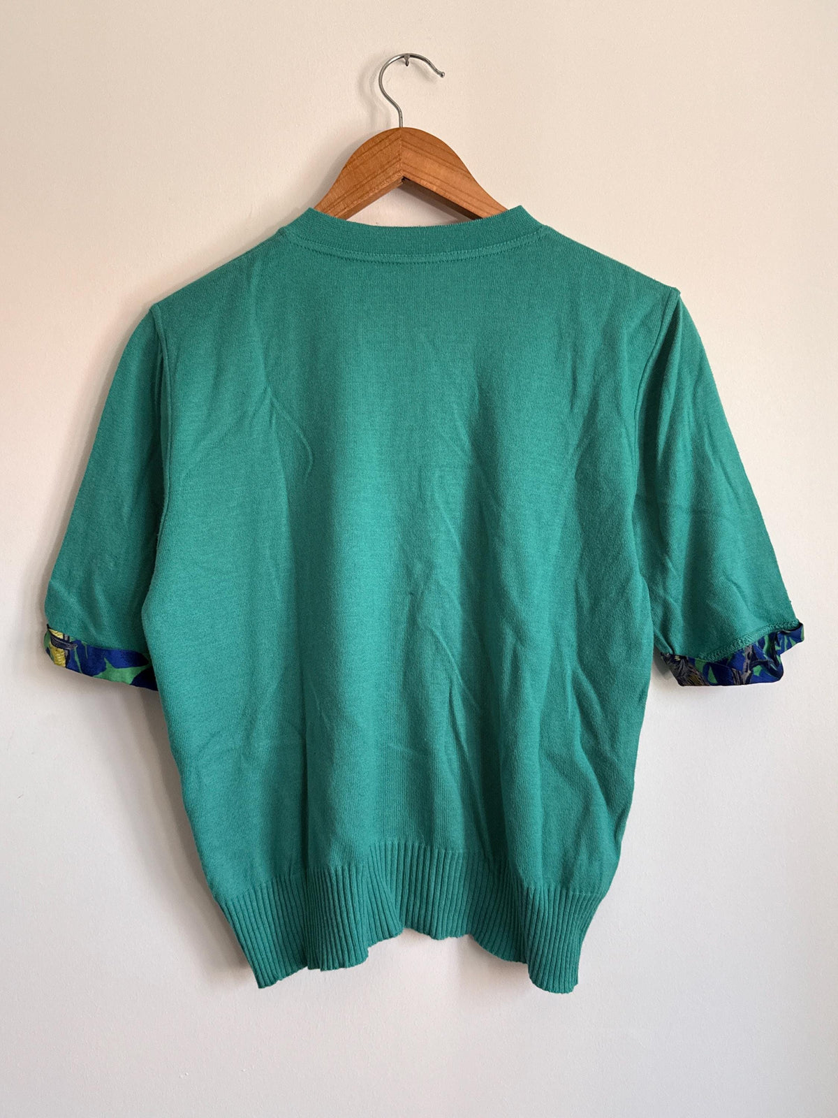Vintage Heinzelmann Cardigan | Turquoise Knit Cardigan | Colour Pop Vintage Knitwear | Short Sleeve Cardigan | 1980s Sweater