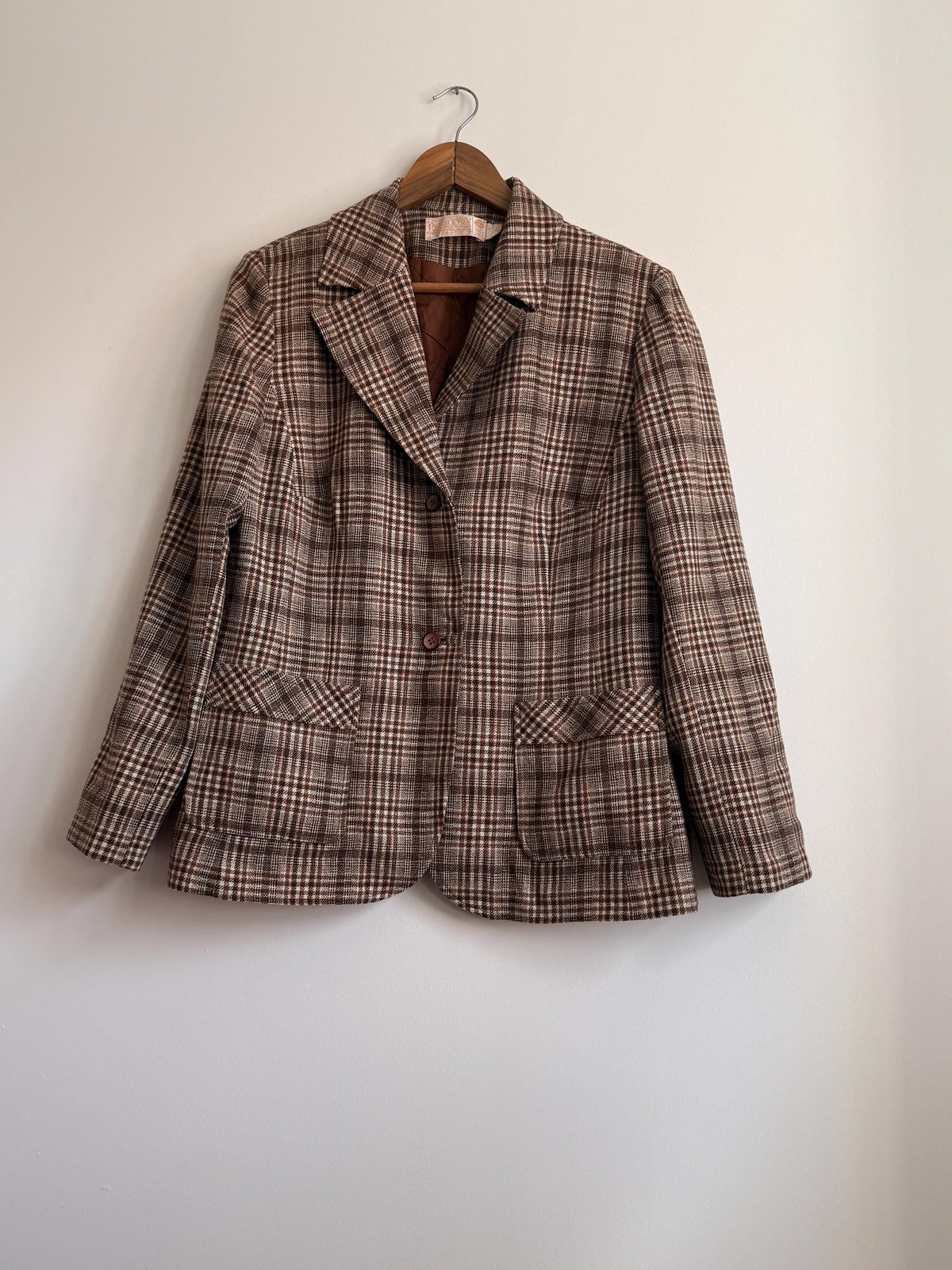 Vintage Pendleton Wool Blazer | Brown Plaid Jacket | Made in USA | Pendleton Virgin Wool Jacket | Country Heritage Blazer | UK 12-14
