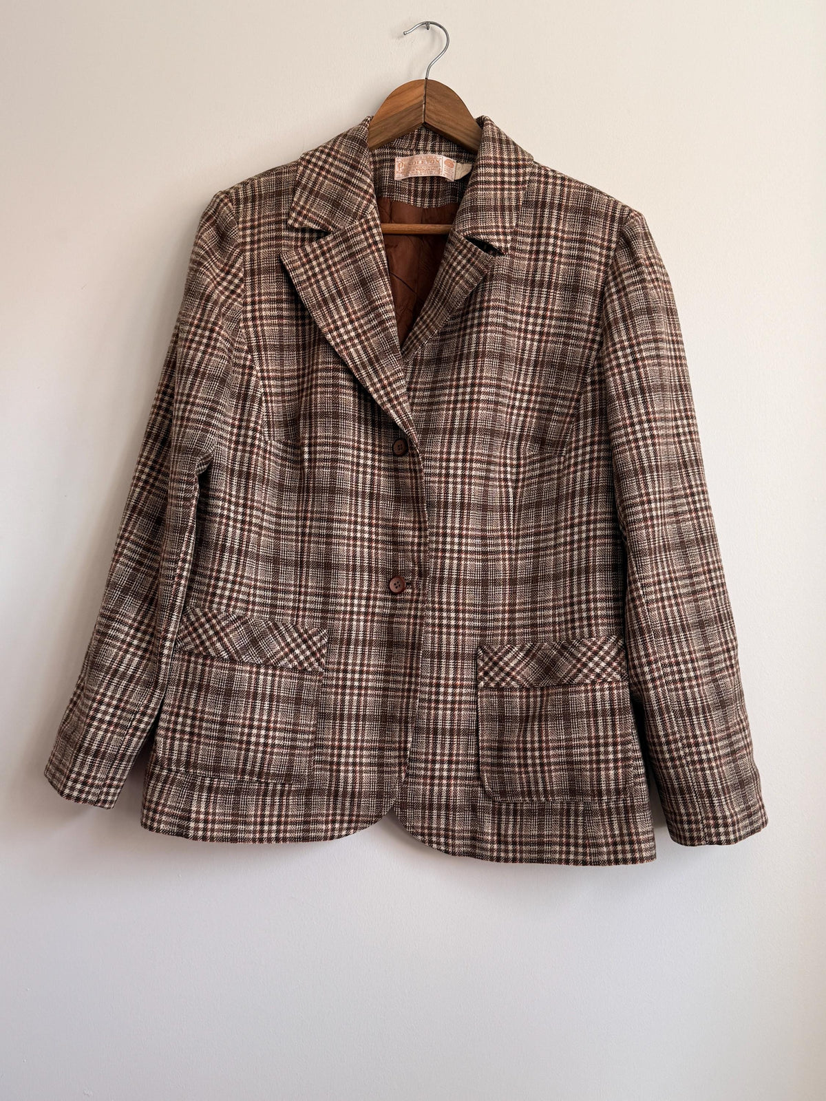 Vintage Pendleton Wool Blazer | Brown Plaid Jacket | Made in USA | Pendleton Virgin Wool Jacket | Country Heritage Blazer | UK 12-14