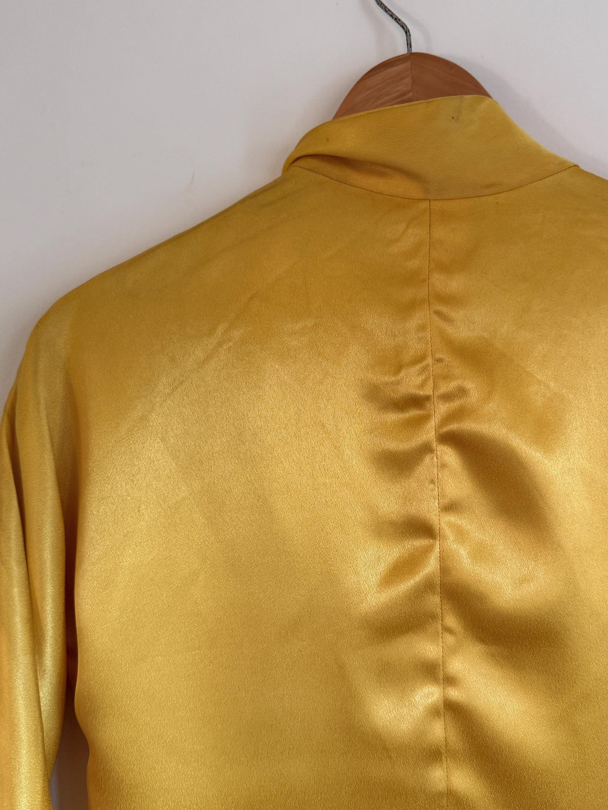 Vintage Oscar de la Renta Boutique Silk Dress Golden Satin Pussy Bow Cocktail Dress Designer Evening Dress Luxury Vintage Occasion Dress