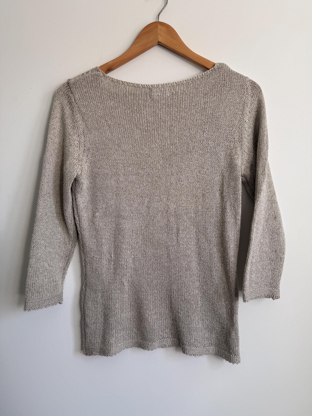 Oatmeal V-Neck Lightweight Knit Sweater – Minimalist Capsule Wardrobe Staple