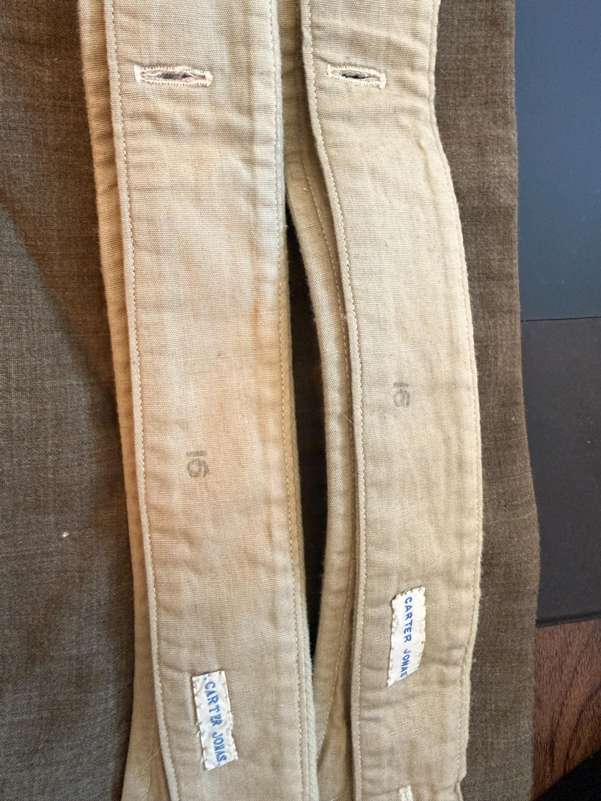 Vintage British Army Collars, mens vintage, 40s Mens WW2 Shirt Collars 1940s Khaki Collars detachable collars, HTH 1944 5 set of 5