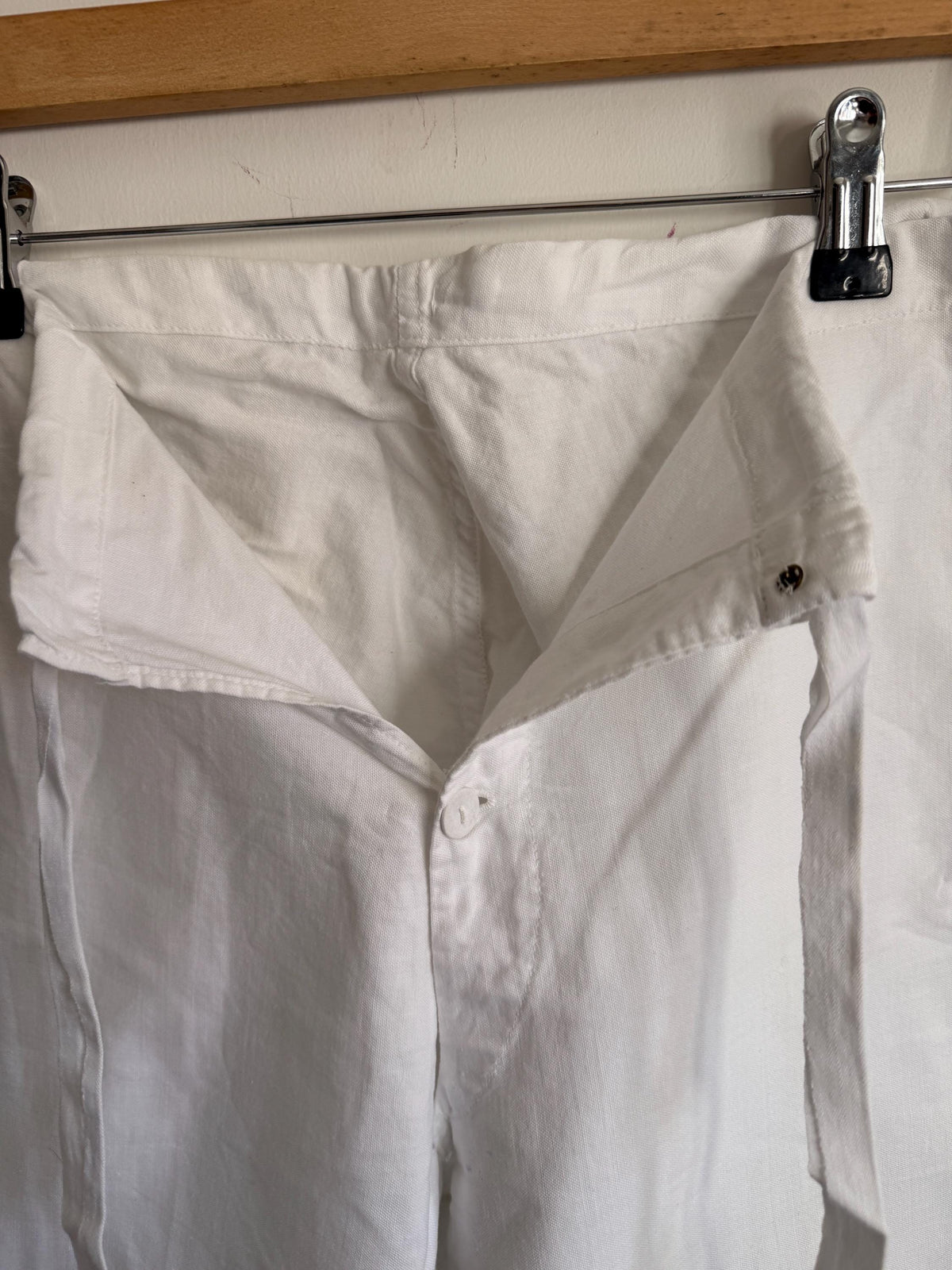 Vintage White Cotton Naval Work Trousers | British Maritime Button Fly Sailor Pants