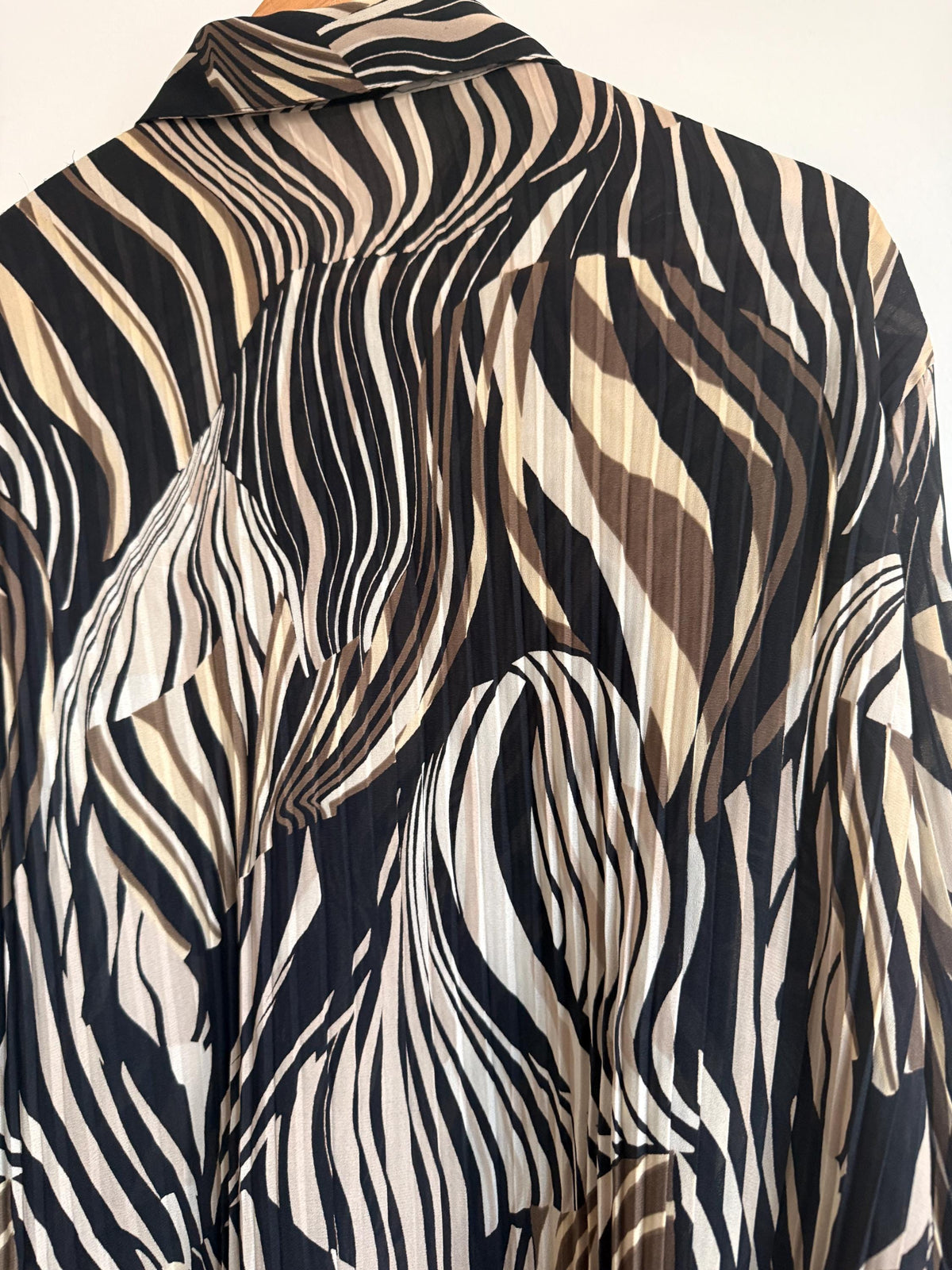 Vintage Zebra Print Pleated Blouse | Abstract Animal Print Y2K Top