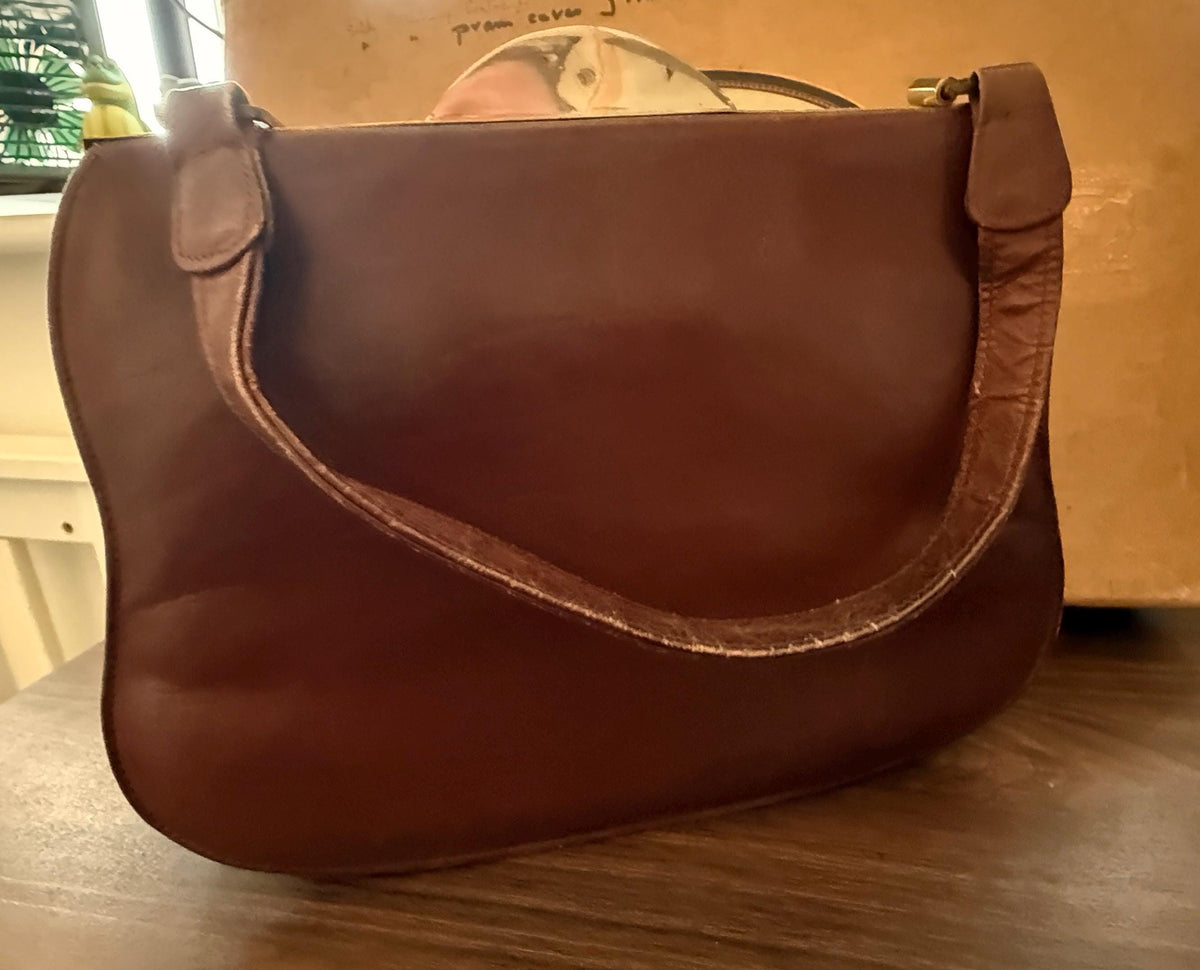 1930s/40s Art Deco Oxblood Leather Handbag – Déposé Metal Clasp Vintage Frame Bag