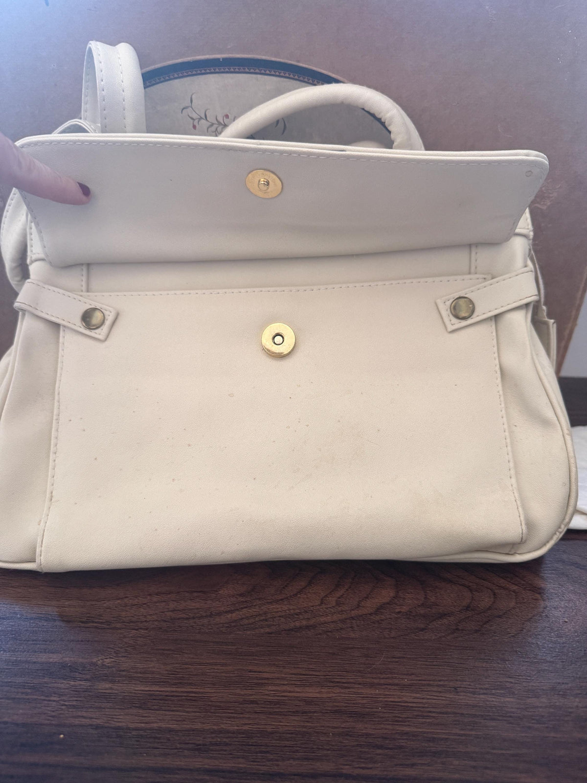 Vintage 1980s Salisbury’s Cream Organiser Handbag Gold Horse Bit Equestrian Top Handle Bag