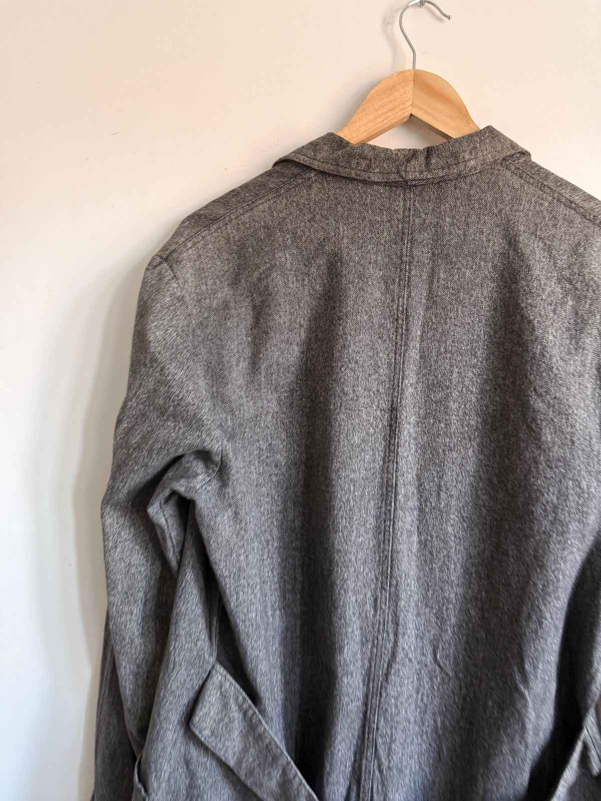 Vintage 1940s 1950s Grey Workwear Chore Coat Long Atelier Workshop Shop Coat Utility Jacket
