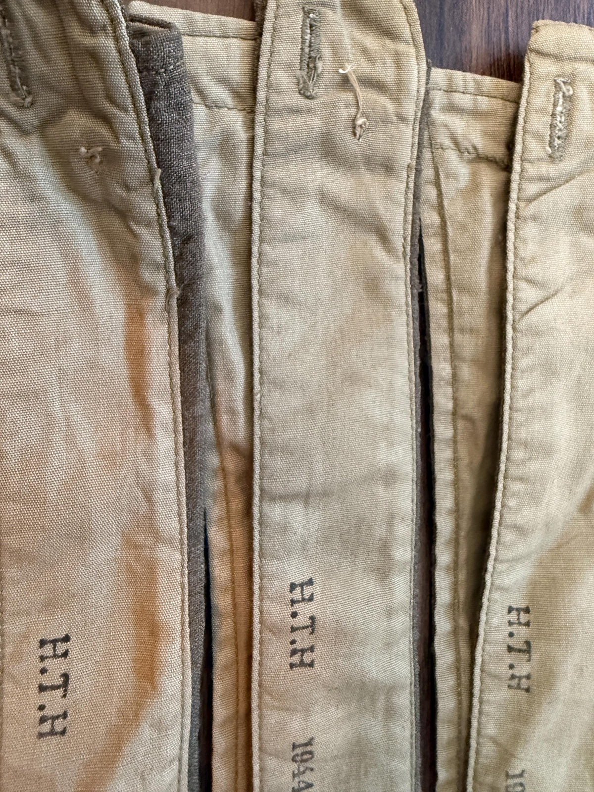 Vintage British Army Collars, mens vintage, 40s Mens WW2 Shirt Collars 1940s Khaki Collars detachable collars, HTH 1944 5 set of 5