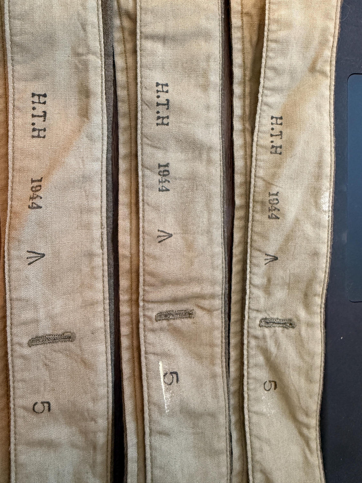 Vintage British Army Collars, mens vintage, 40s Mens WW2 Shirt Collars 1940s Khaki Collars detachable collars, HTH 1944 5 set of 5