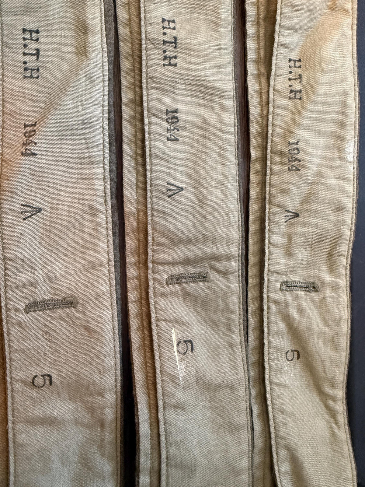 Vintage British Army Collars, mens vintage, 40s Mens WW2 Shirt Collars 1940s Khaki Collars detachable collars, HTH 1944 5 set of 5